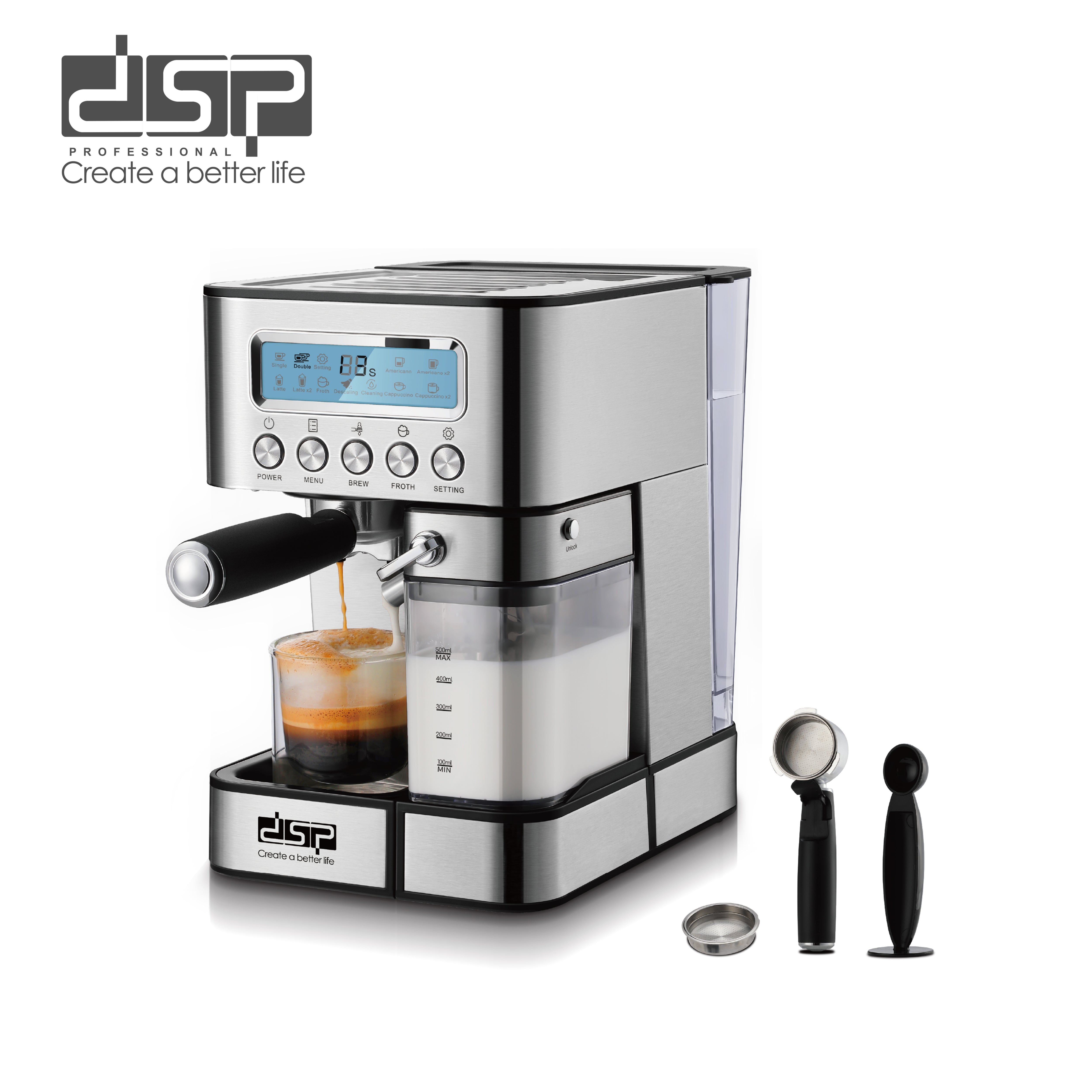 ماكينة إسبريسو ديجيتال 15 بار – 1350 وات – DSP KA3141