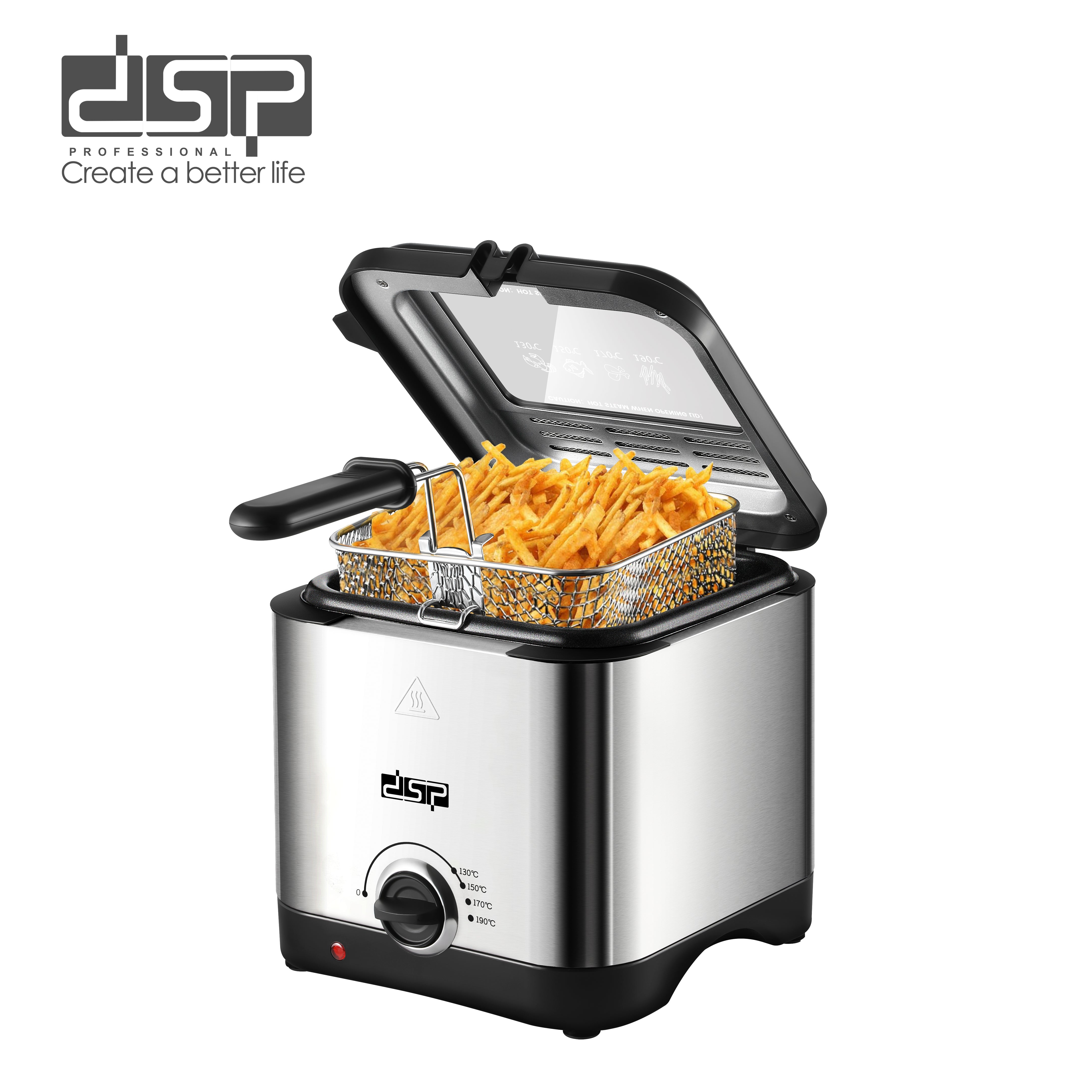 Compact Electric Deep Fryer Adjustable Temp 1.5L 1000W | KB2187 | DSP | Image 1