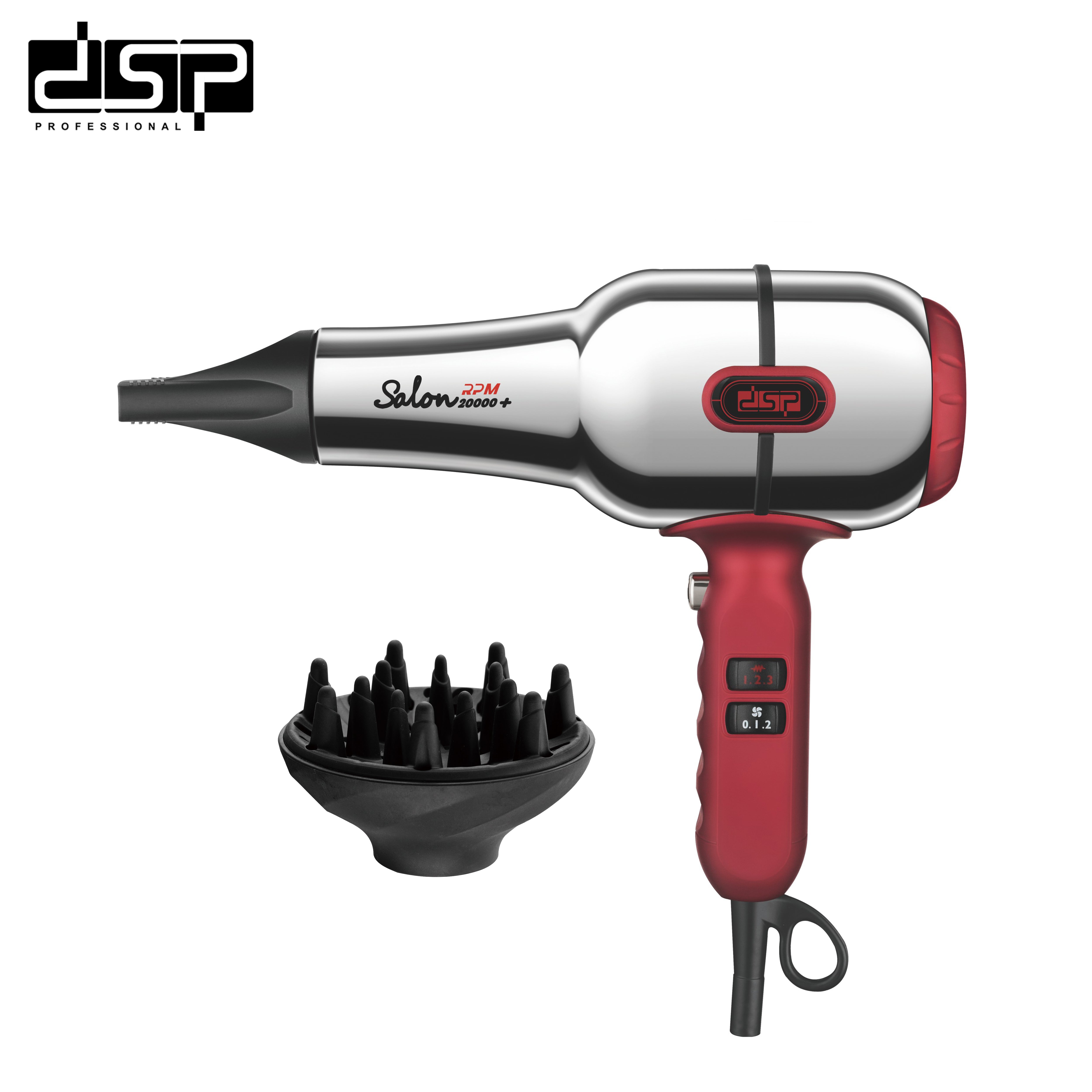 سيشوار شعر احترافي 2000 وات – 22000 RPM – هيكل ستانلس ستيل – موتور AC – DSP 37082