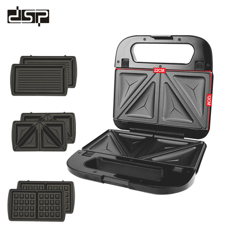DSP KC1049 Sandwich Maker – 3 in 1 – 750 Watts – Changeable Plates