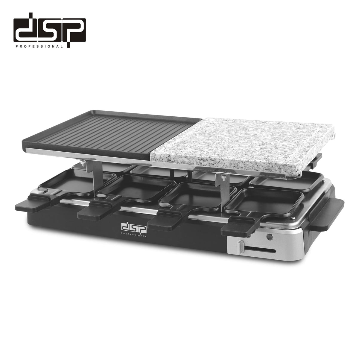 شواية راكليت كهربائية DSP KB1084 – 1400 وات – لوح ألومنيوم ولوح رخام مع 8 صواني