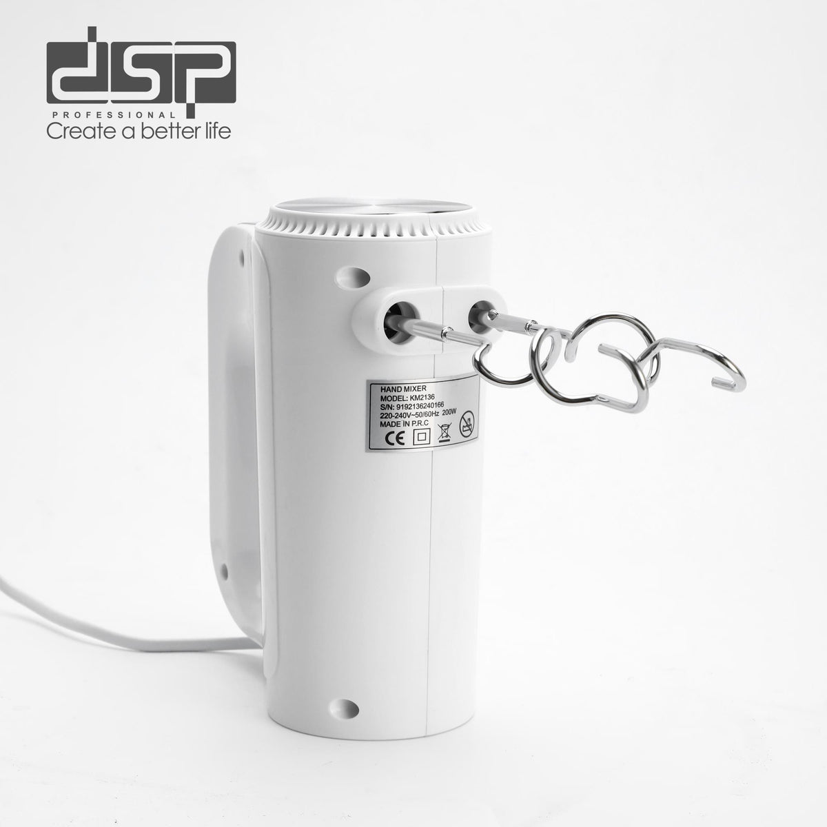 مضرب بيض كهربائي DSP KM2136 – 200 وات بـ 5 سرعات وزر إخراج للملحقات