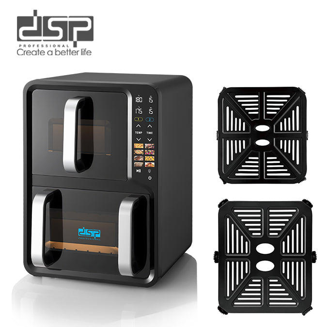 قلاية هوائية مزدوجة DSP – 1300W علوي + 1500W سفلي – سعة 12 لتر (5 + 7 لتر) – موديل KB2197