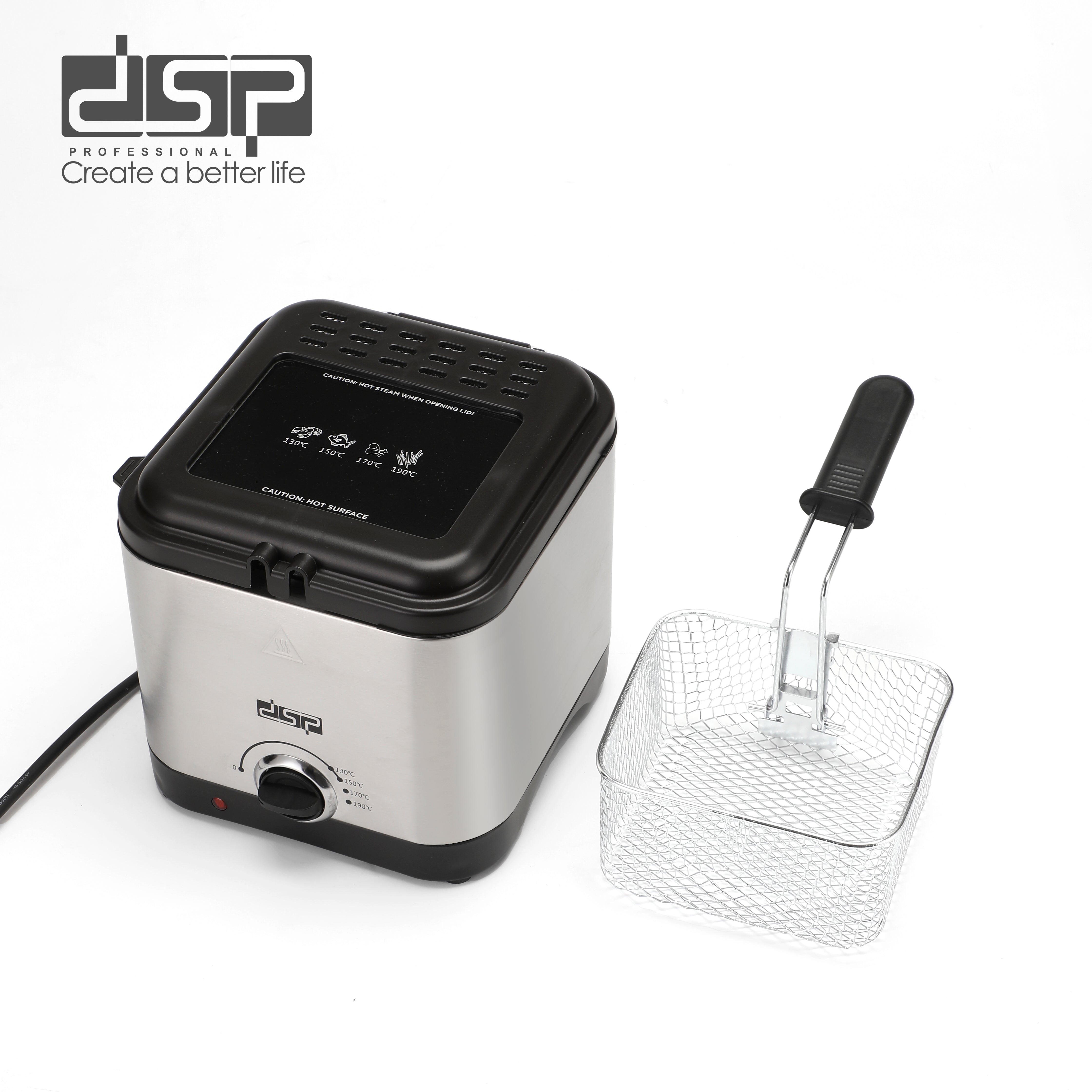 Compact Electric Deep Fryer Adjustable Temp 1.5L 1000W | KB2187 | DSP | Image 2
