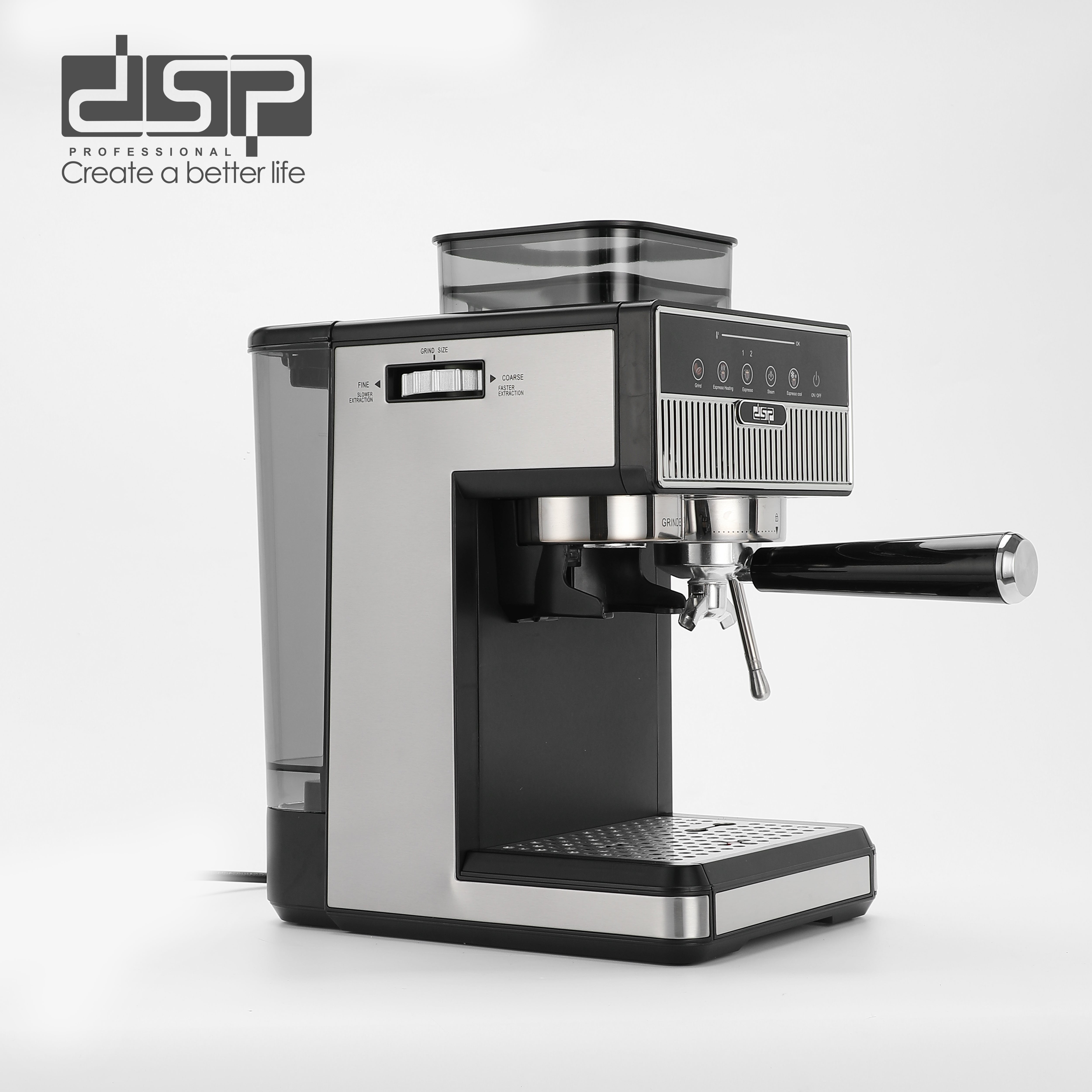 ماكينة إسبريسو بطاحونة مدمجة – 20 بار – 1350 وات – DSP KA3125