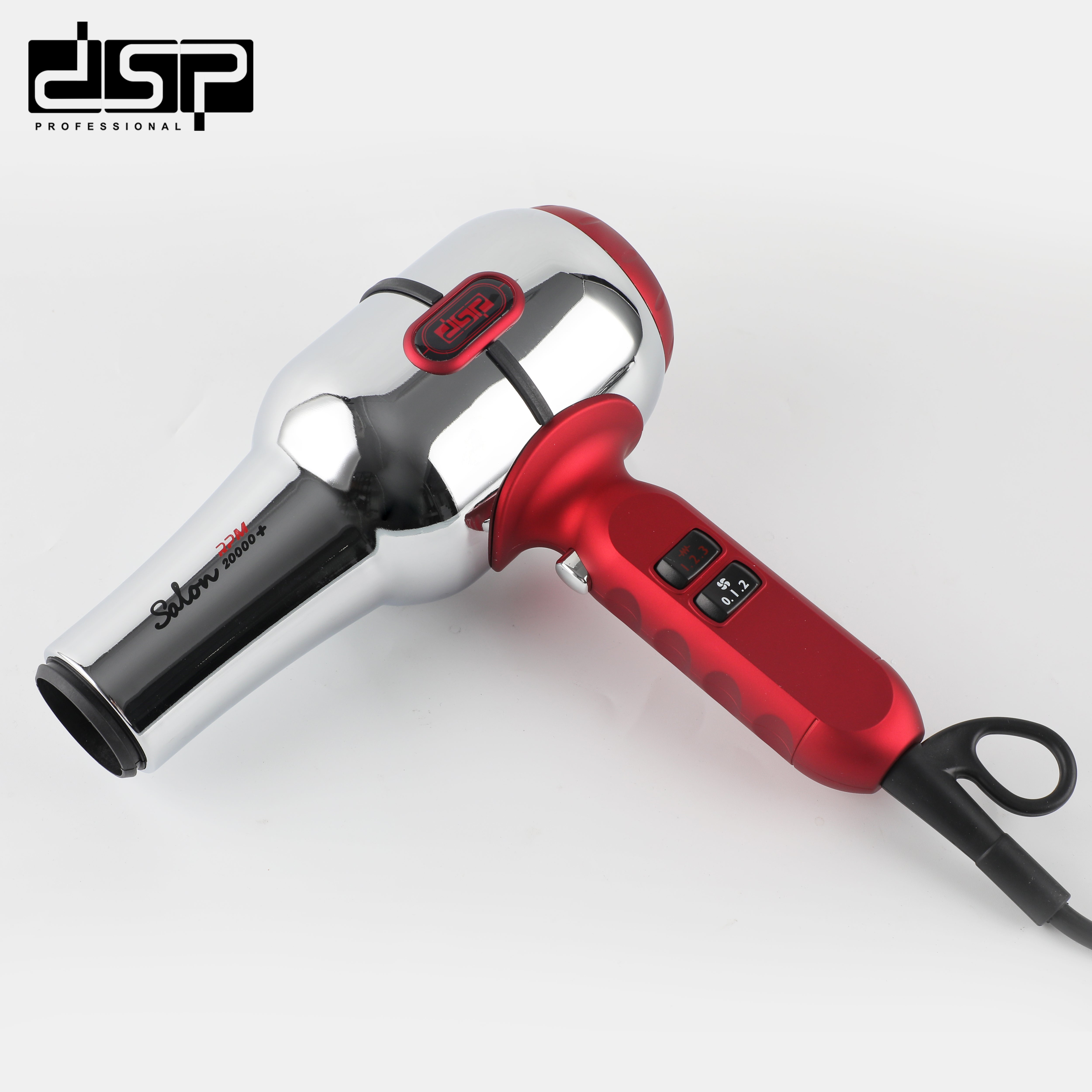 سيشوار شعر احترافي 2000 وات – 22000 RPM – هيكل ستانلس ستيل – موتور AC – DSP 37082 – صورة 2