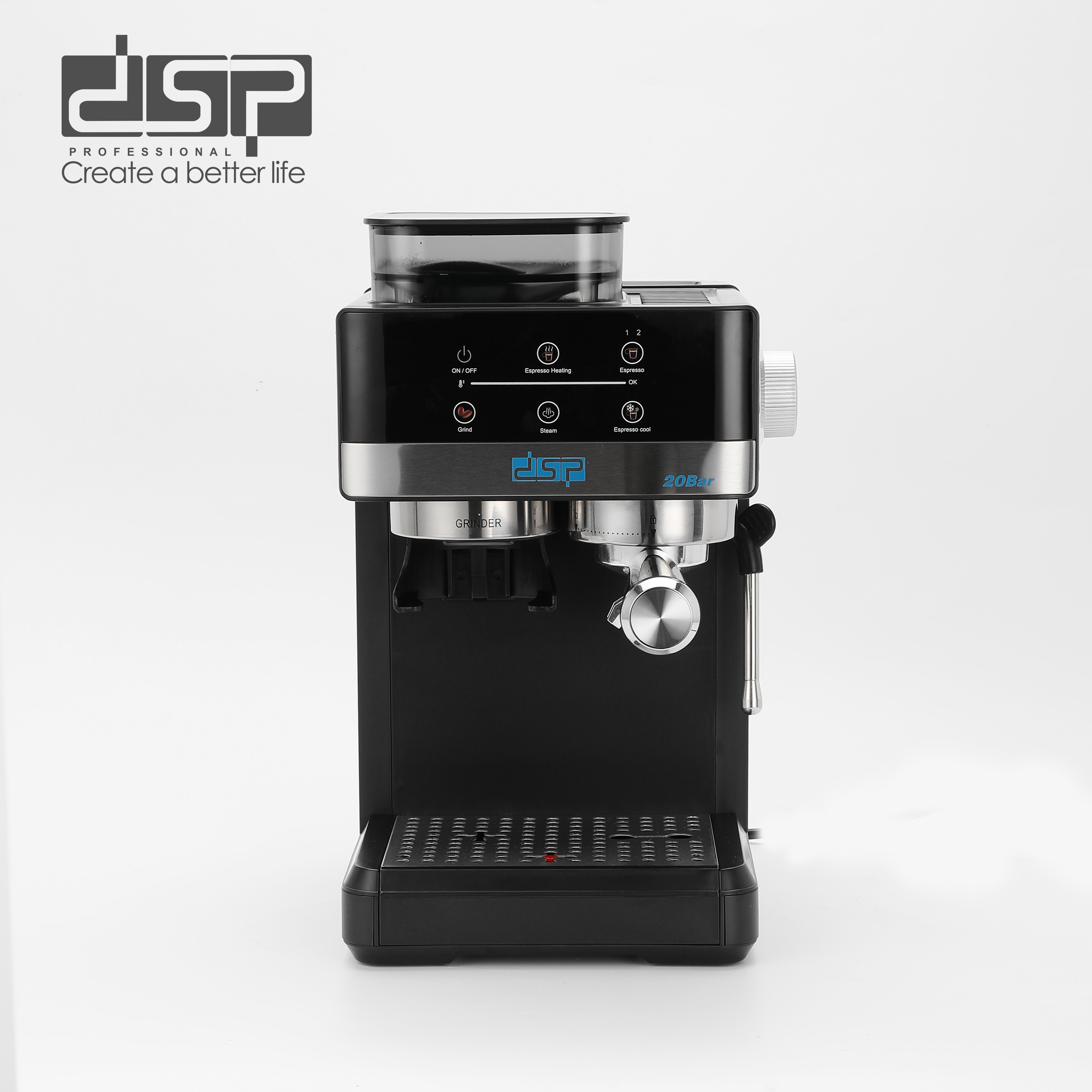 ماكينة إسبريسو بطاحونة مدمجة – 20 بار – 1350 وات – DSP KA3123