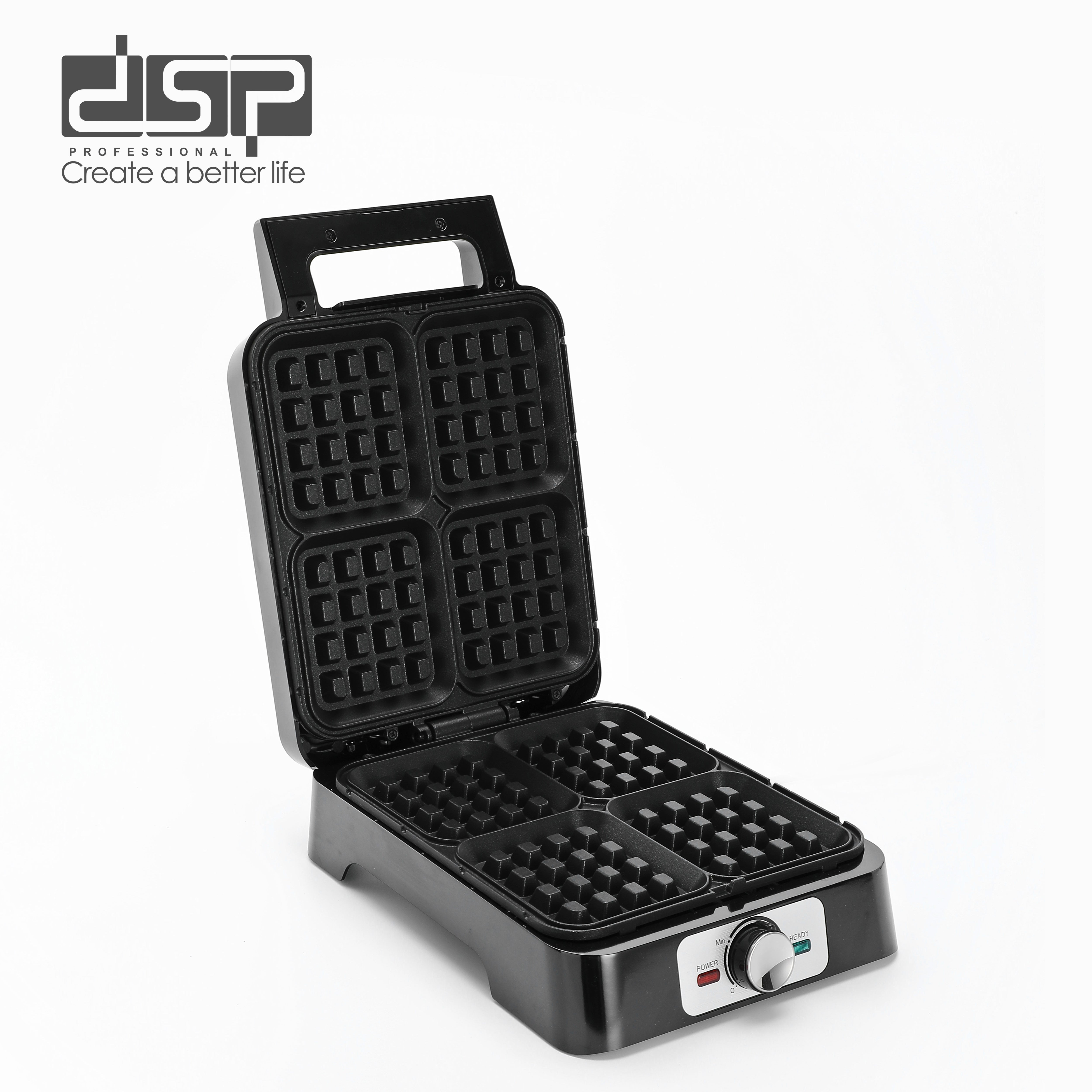 صانعة وافل DSP KC1337 – 1600 وات – 4 قوالب – تحكم في الحرارة
