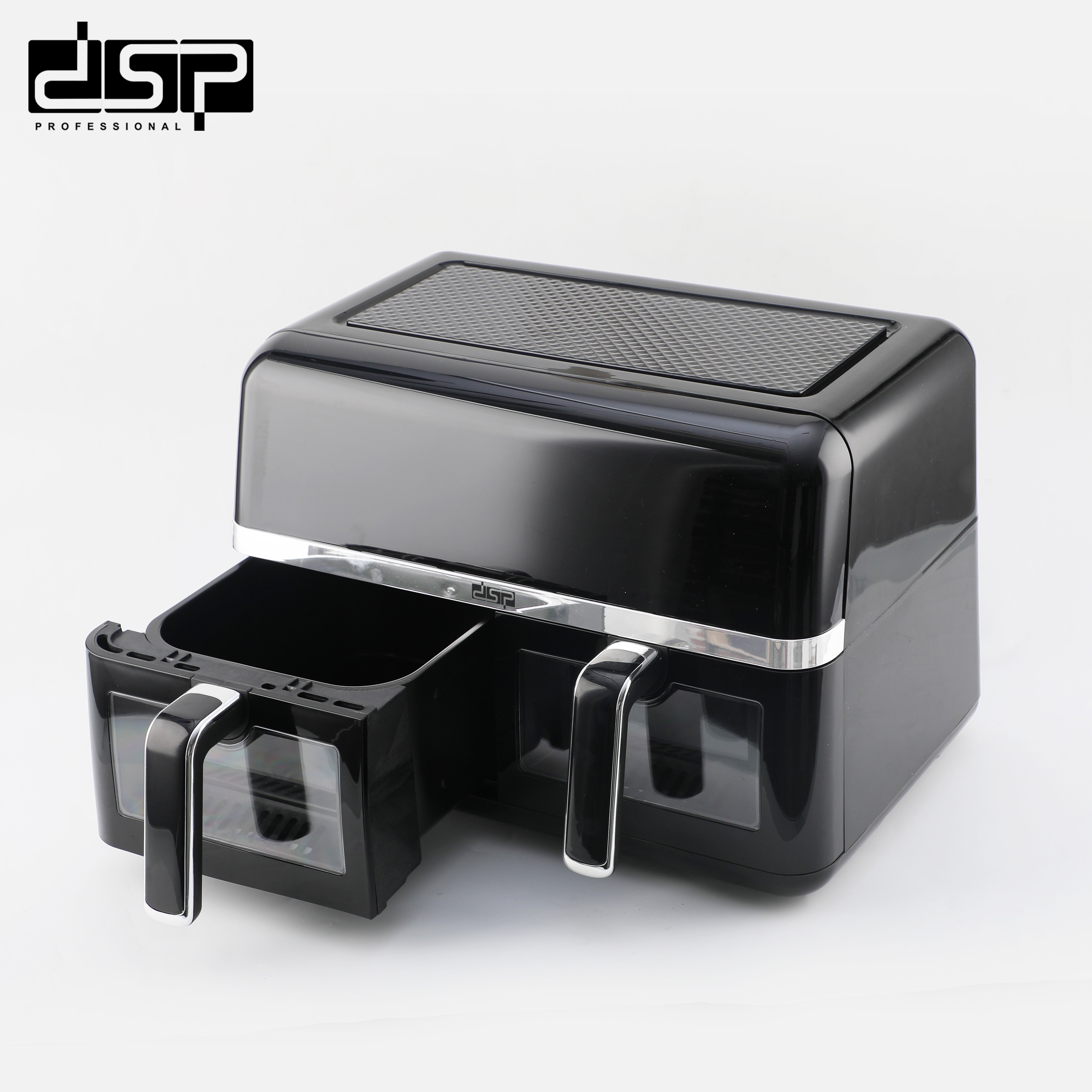 DSP KB2174 Double Air Fryer – 2800 Watts (1400+1400) with a capacity of 10 liters (5+5) with a colored LED screen and viewing window