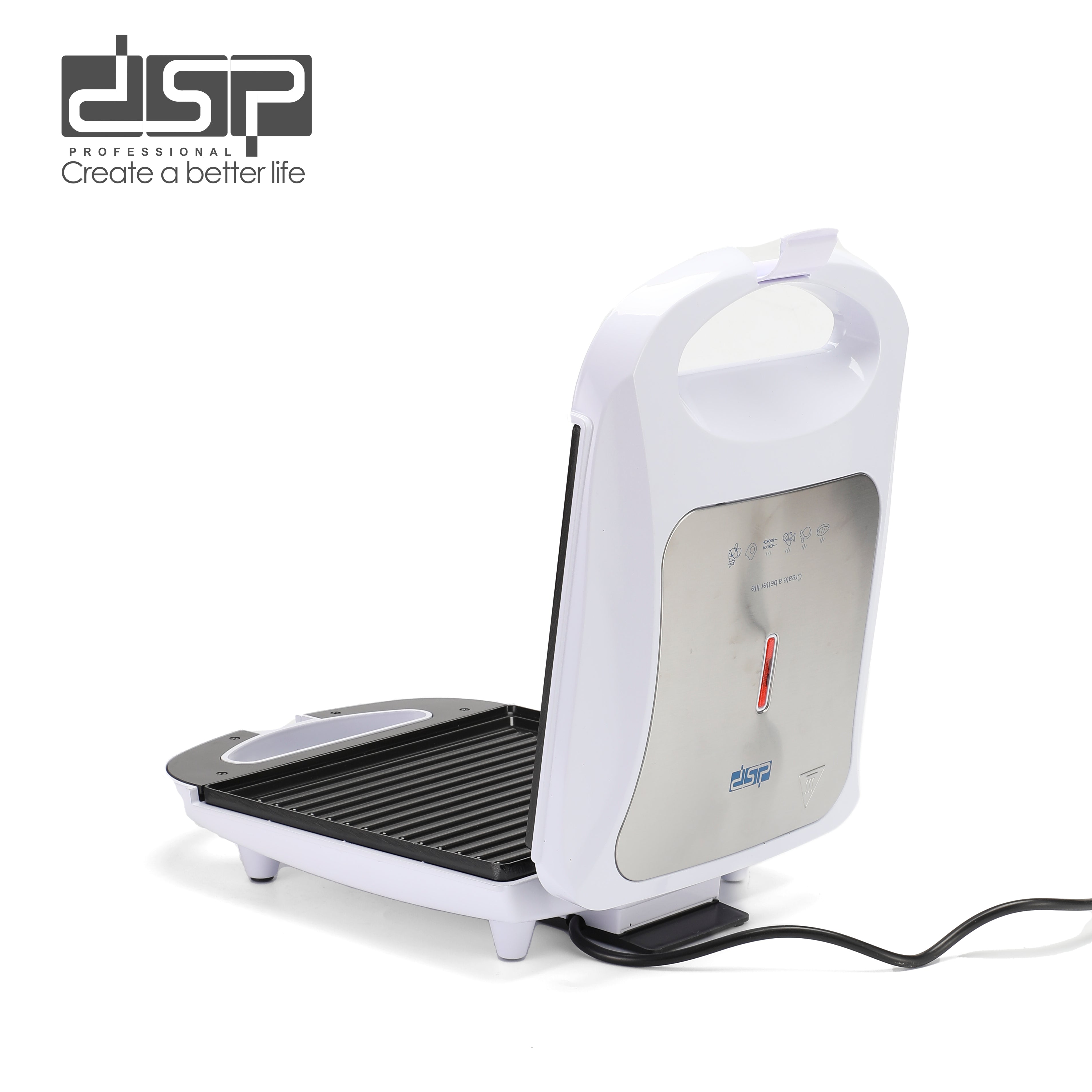 Sandwich Maker DSP KC1350 – 1200 Watts – Non-Stick Grill Plates – Stainless Steel