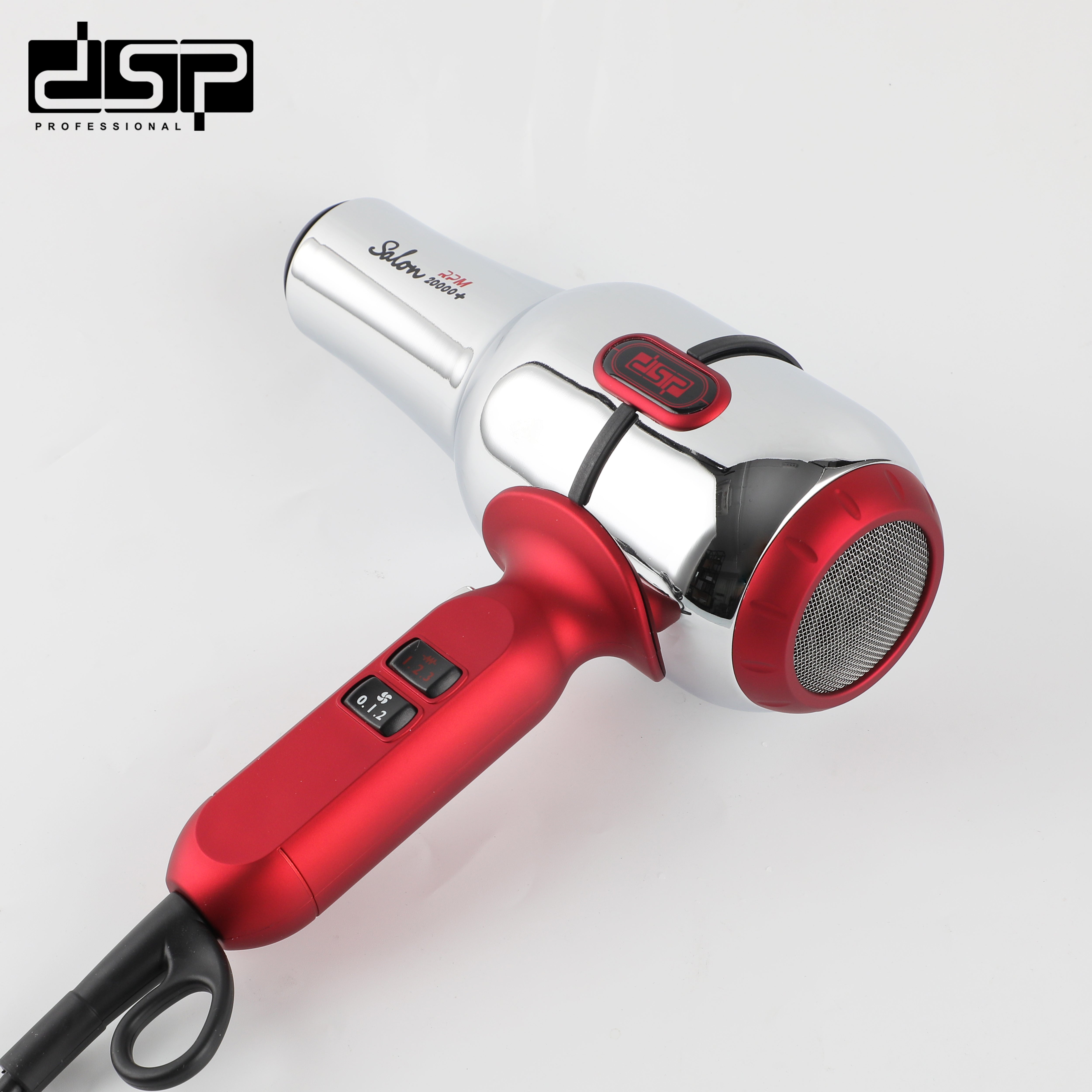 سيشوار شعر احترافي 2000 وات – 22000 RPM – هيكل ستانلس ستيل – موتور AC – DSP 37082 – صورة 3