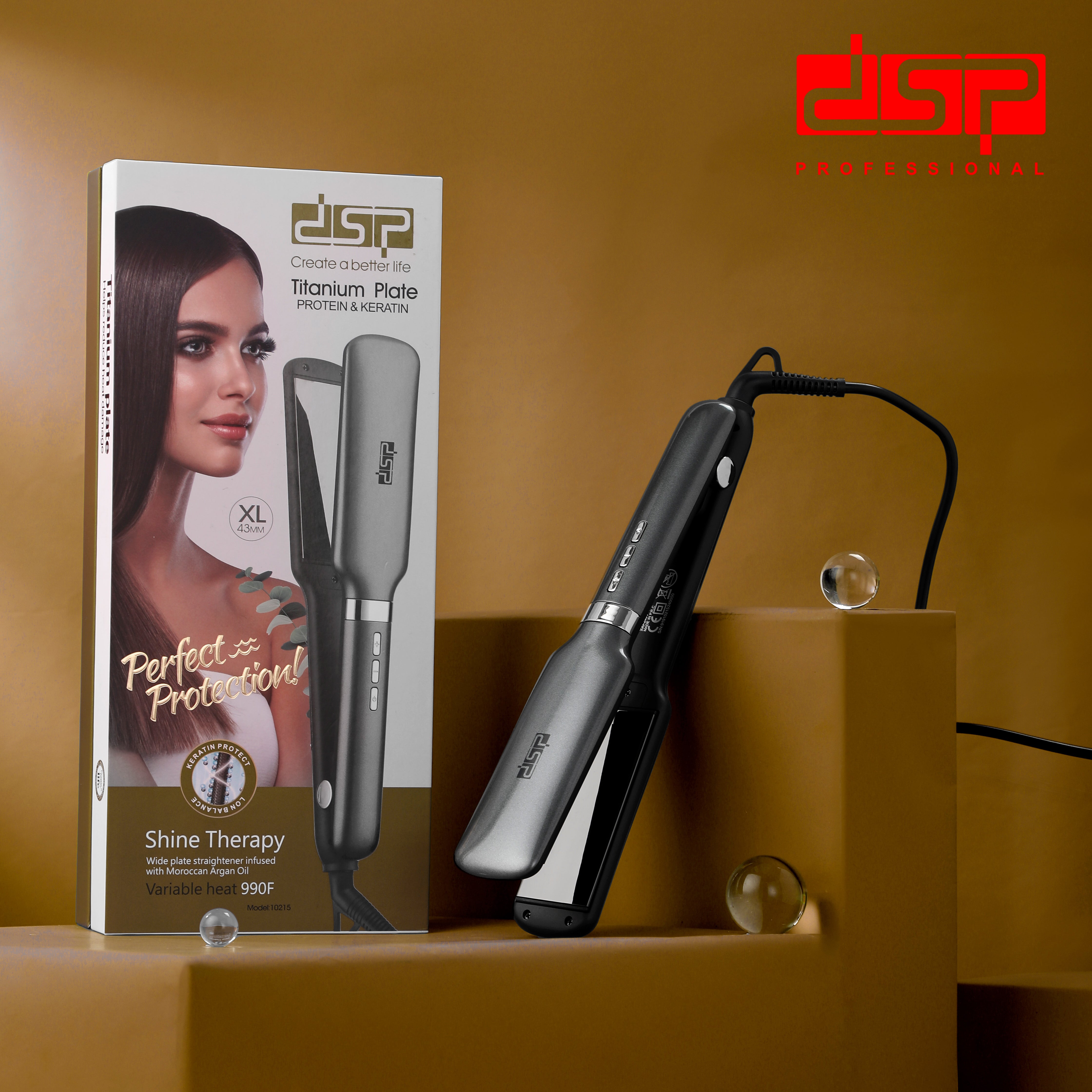 مكواة شعر ألواح تيتانيوم XL – تقنية لمعان الشعر – DSP 10215