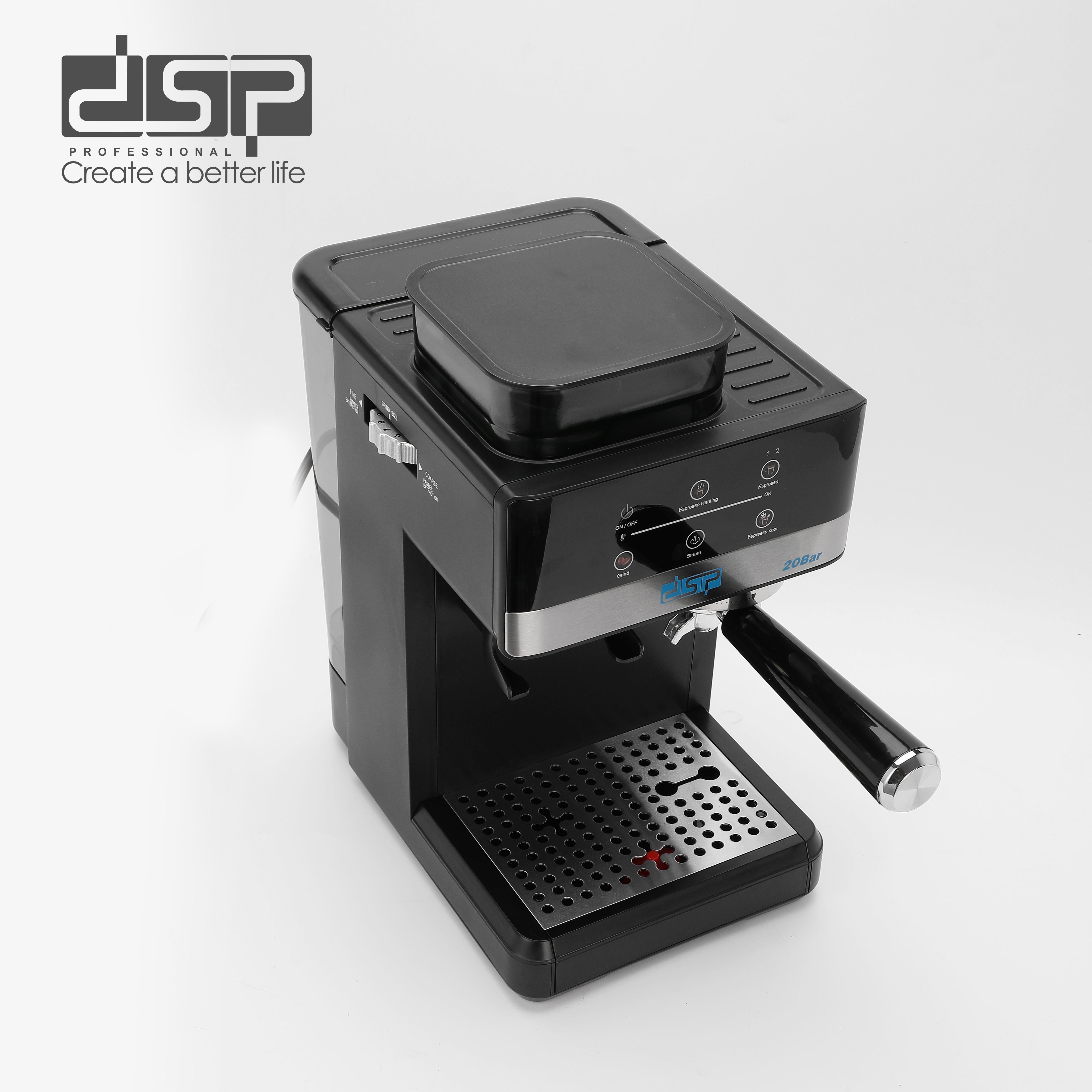 ماكينة إسبريسو بطاحونة مدمجة – 20 بار – 1350 وات – DSP KA3123