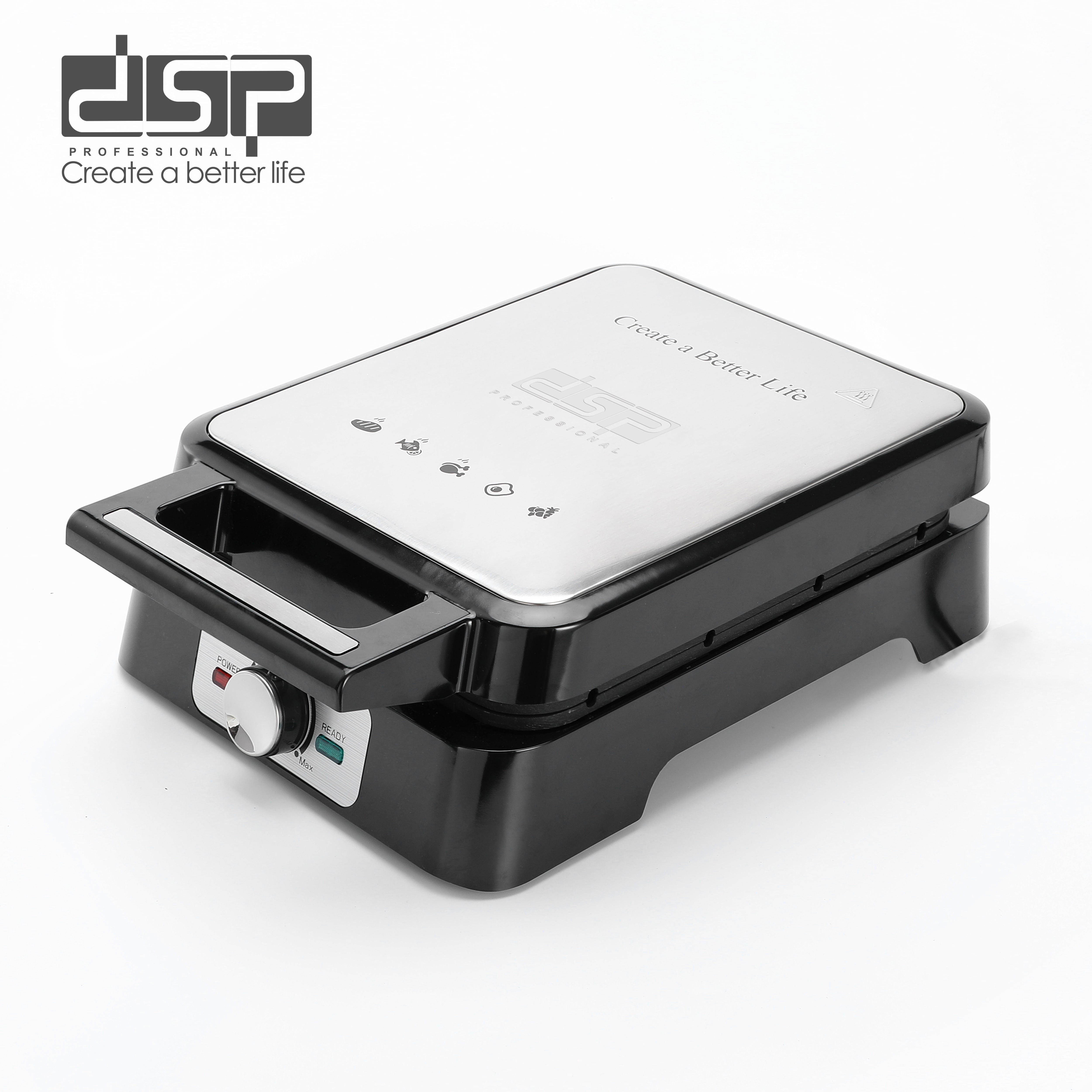 صانعة وافل DSP KC1337 – 1600 وات – 4 قوالب – تحكم في الحرارة
