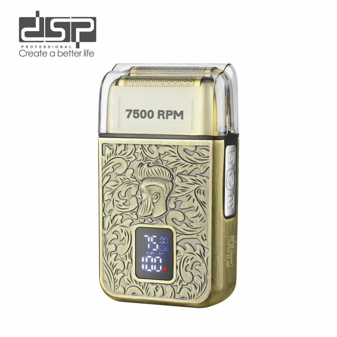 ماكينة تنعيم الذقن والرأس بتصميم محفور وشاشة LCD وبطارية ساعتين DSP 60589