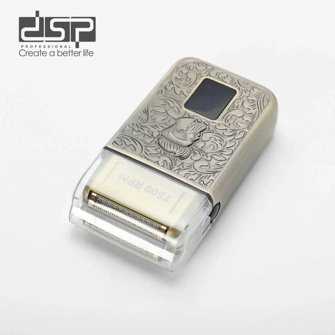 ماكينة تنعيم الذقن والرأس بتصميم محفور وشاشة LCD وبطارية ساعتين DSP 60589