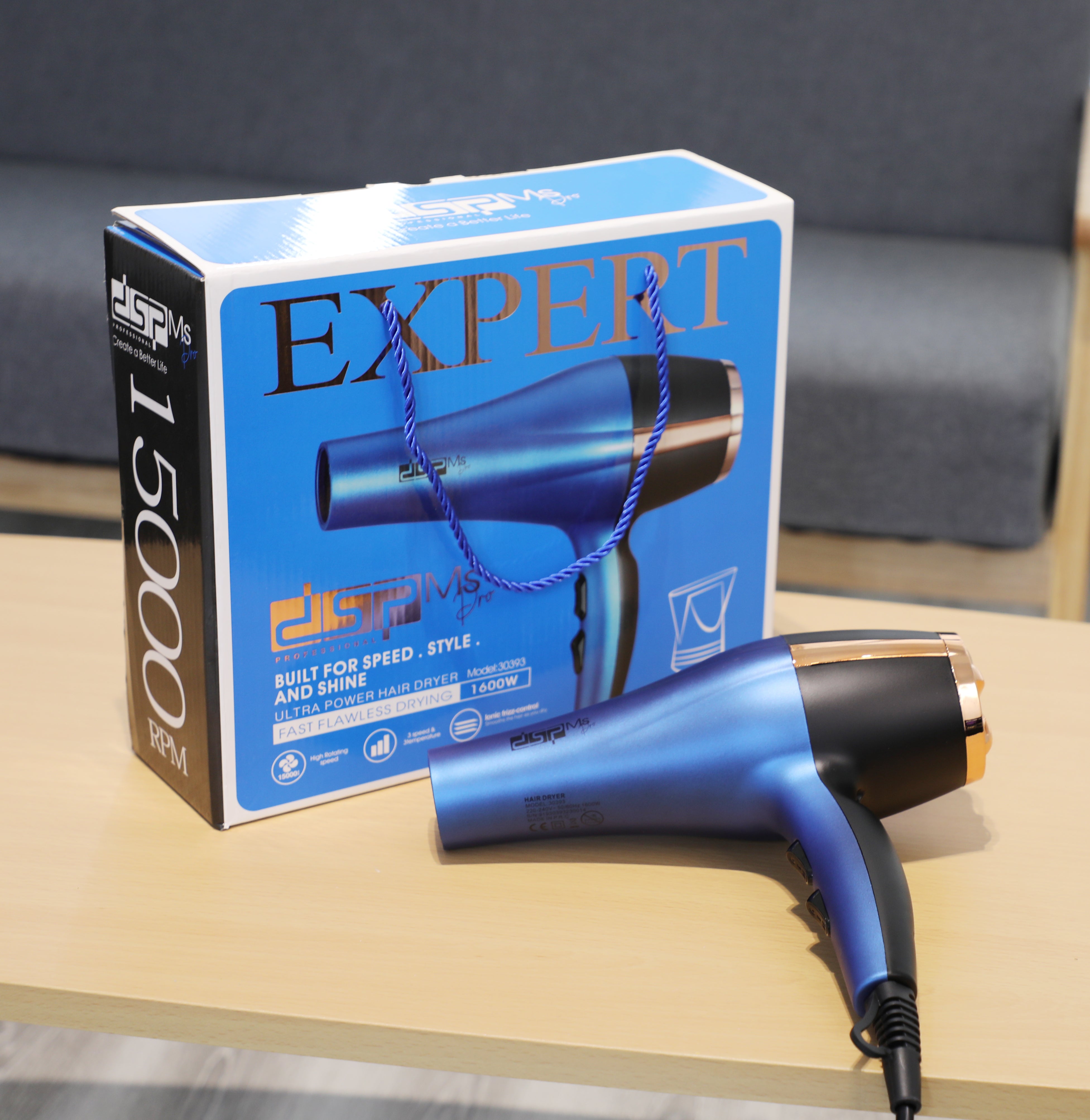 Professional Hair Dryer 1600 Watts – 15000 RPM – 3 Heat / 3 Speed – DSP 30393