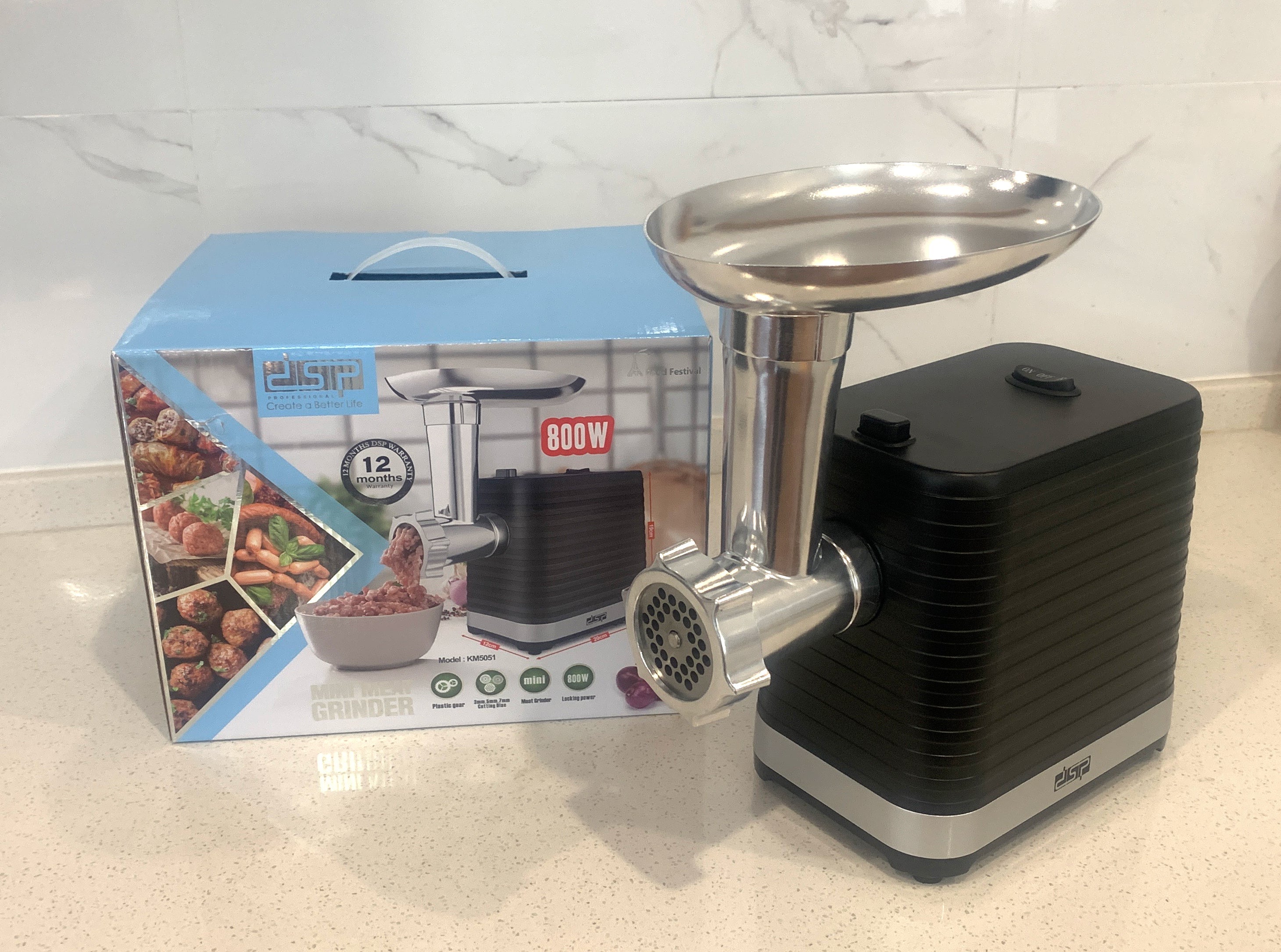 Small Meat Grinder 800 Watts – 3 Grinding Discs (3/5/7 mm) DSP KM5051
