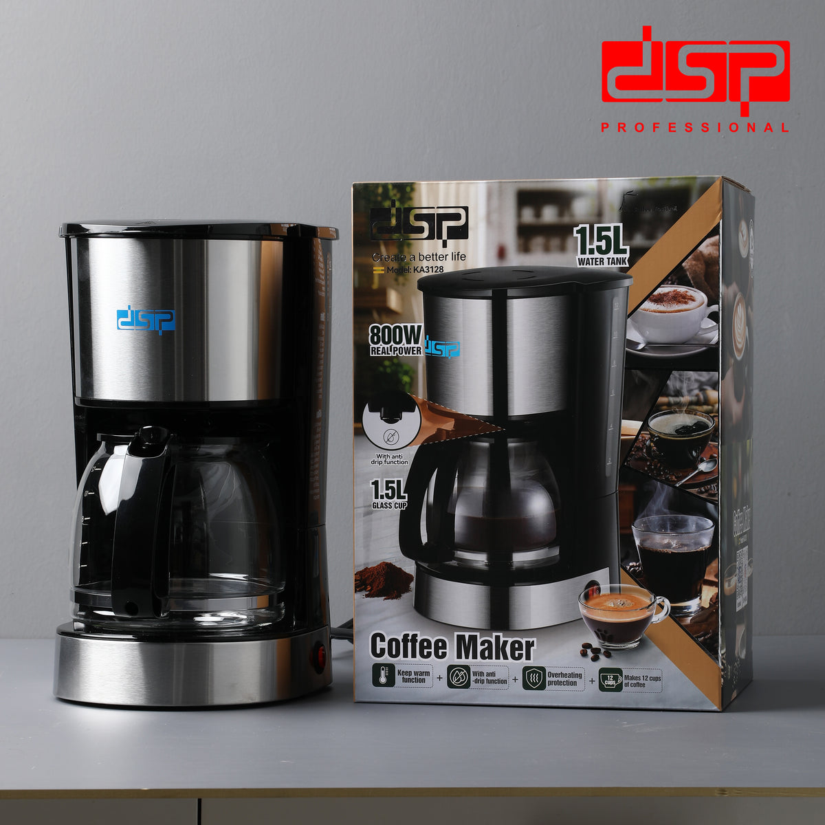 ماكينة قهوة أمريكية 12 كوب – 800 وات – DSP KA3128
