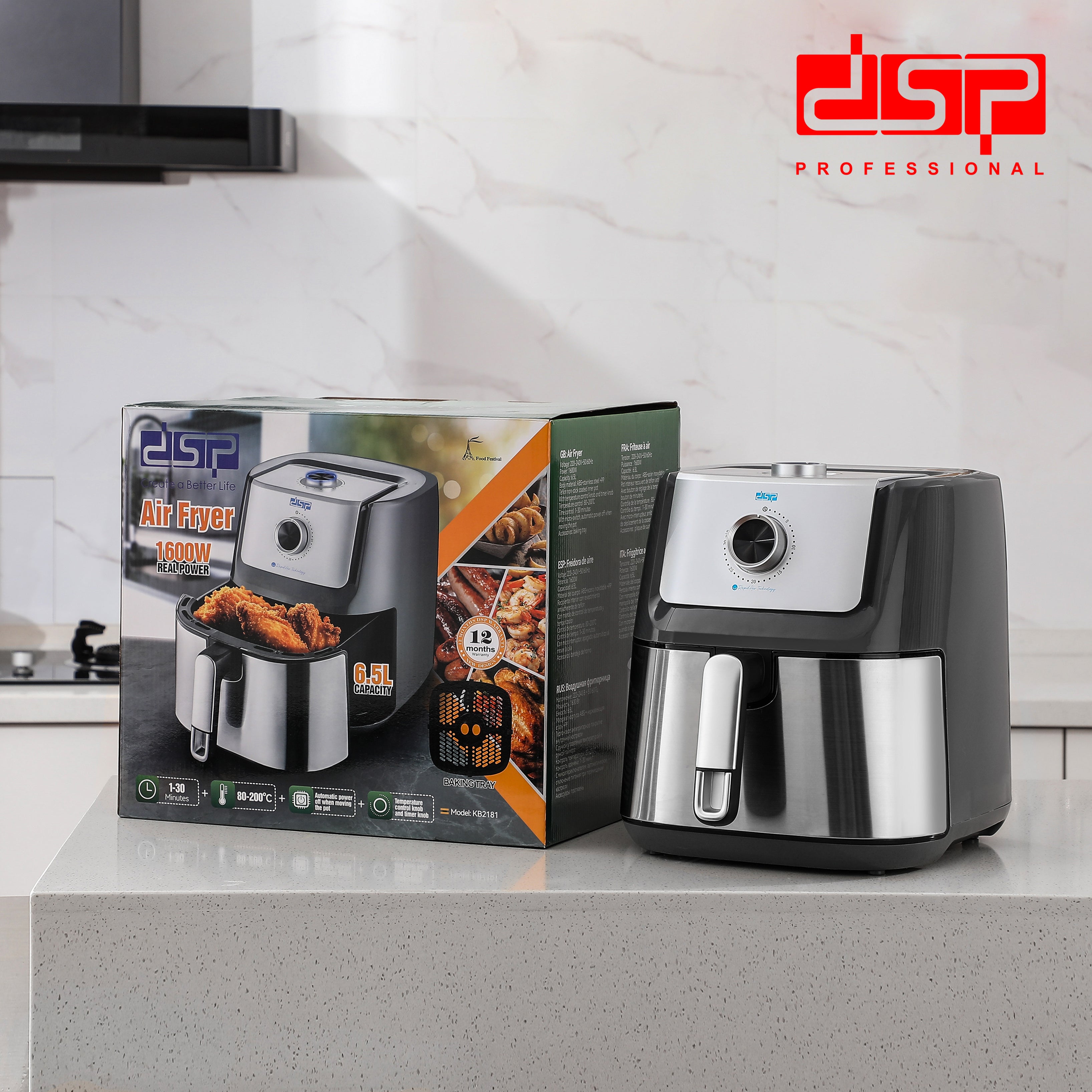 Air Fryer Mechanical Control Easy-Use 6.5L Oil-Free 1600W | KB2181 | DSP | Image 7