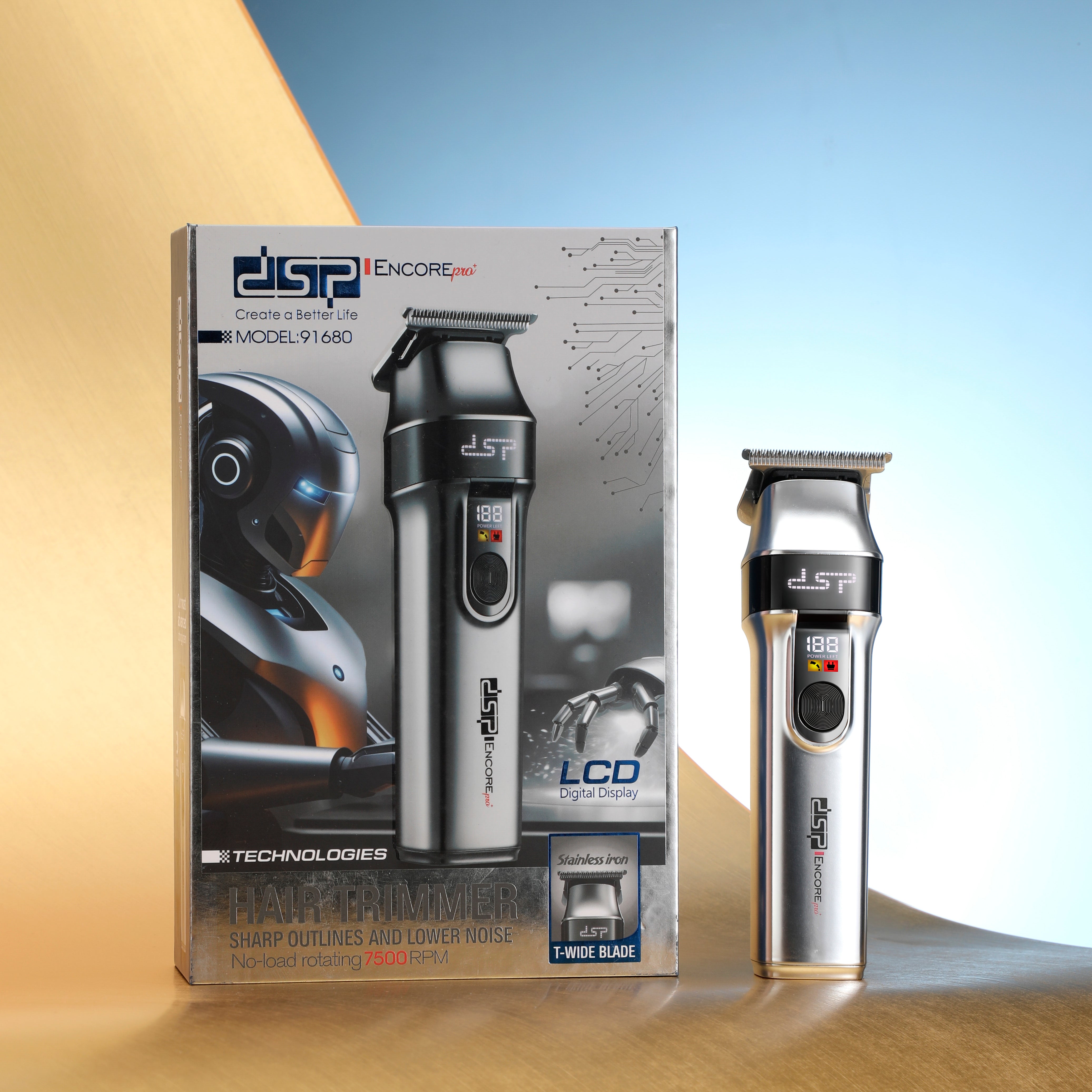 ماكينة حلاقة وتشذيب احترافية DSP 91680 – 7500RPM بشاشة LCD وبطارية 1500mAh