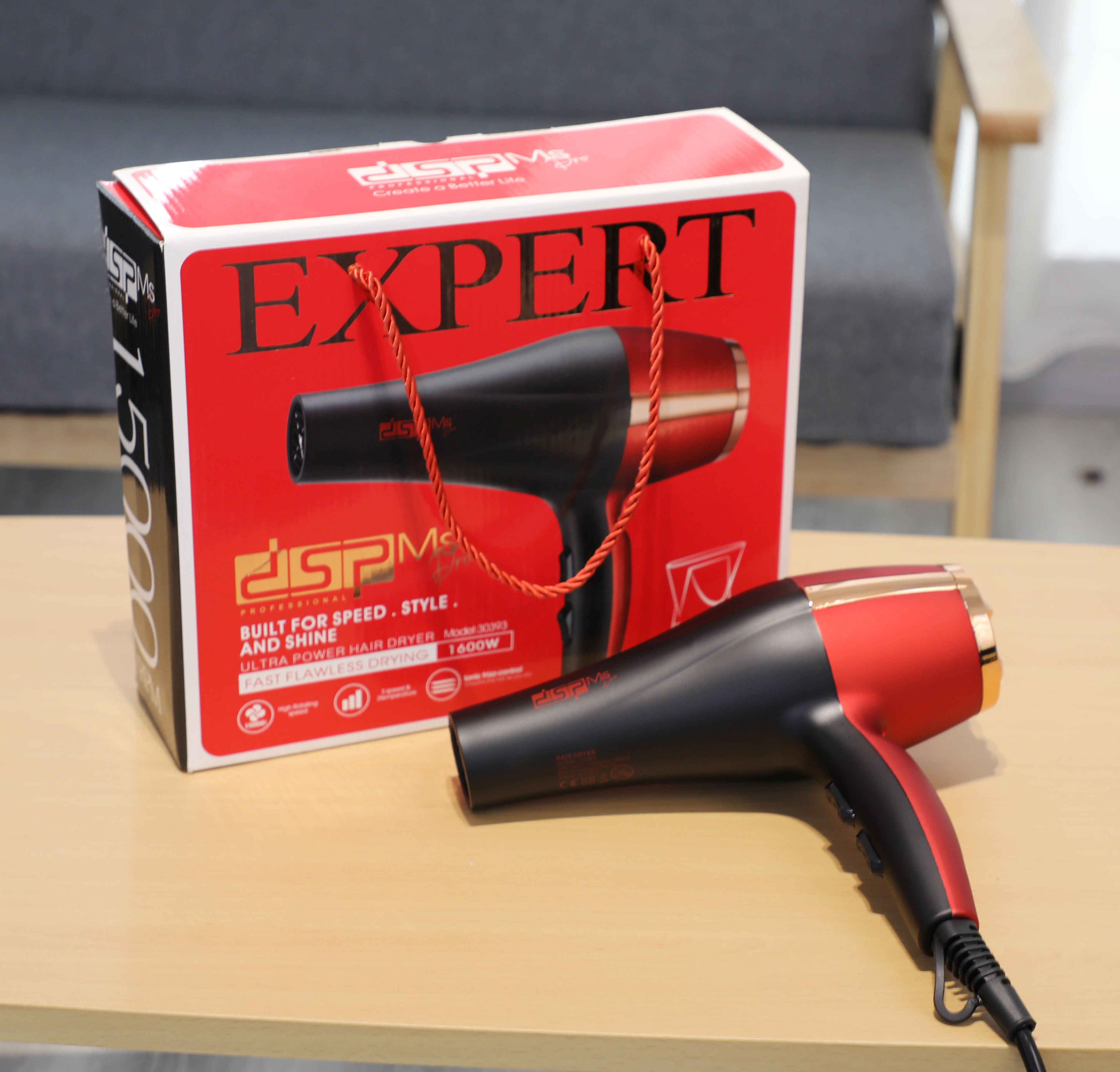 Professional Hair Dryer 1600 Watts – 15000 RPM – 3 Heat / 3 Speed – DSP 30393