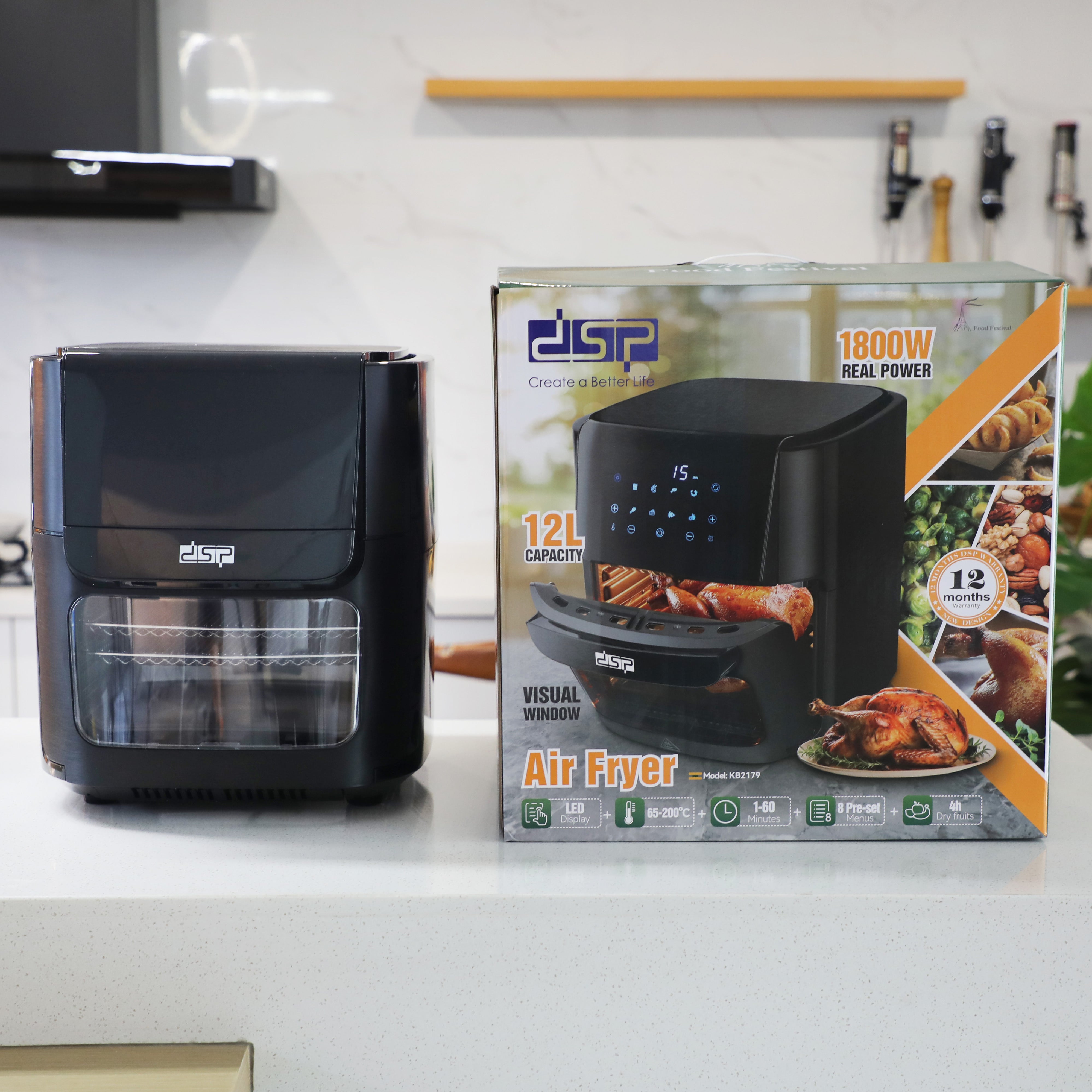 Digital Air Fryer DSP KB2179 – 1800 Watts with 12 Liters Capacity and Roasting and Fruit Drying