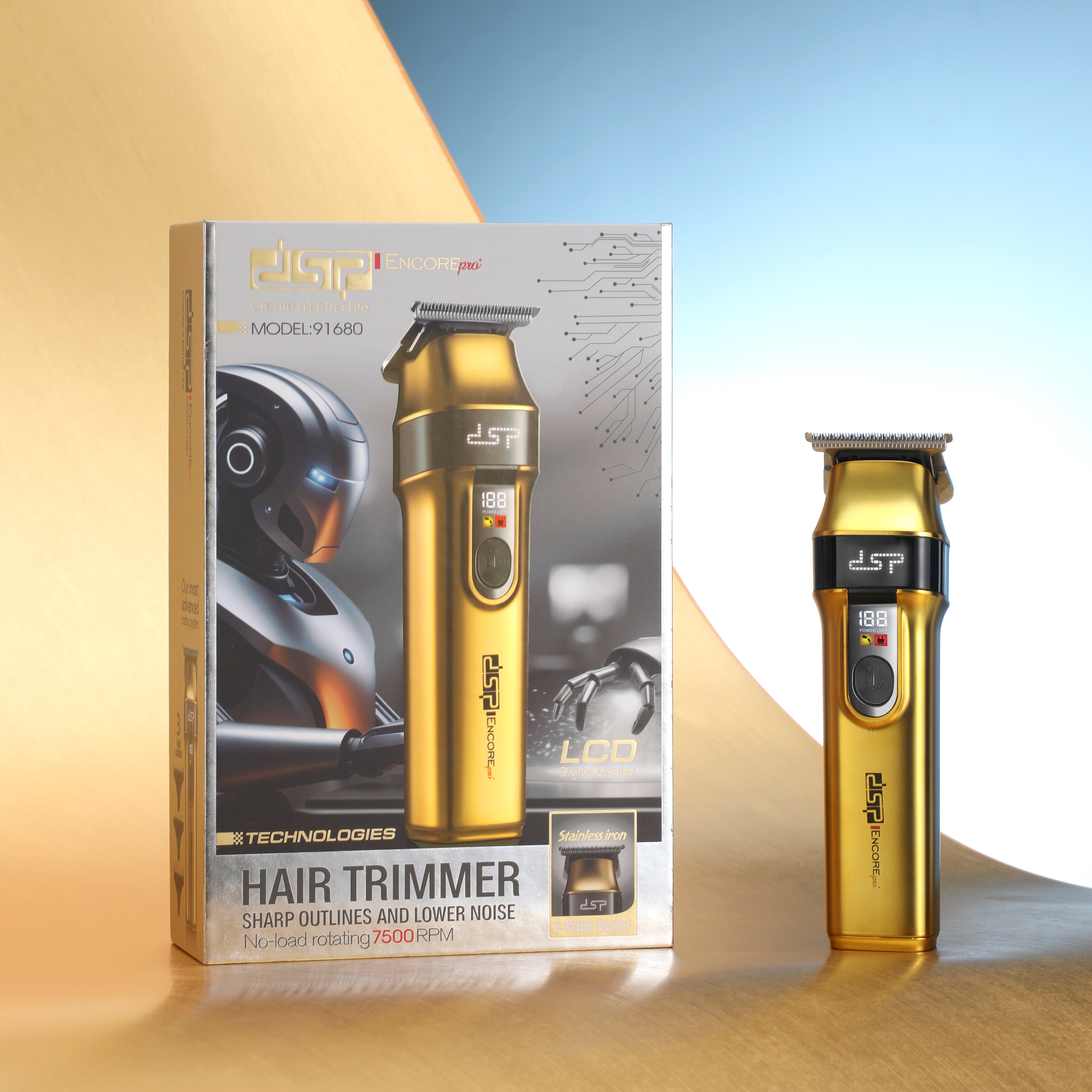ماكينة حلاقة وتشذيب احترافية DSP 91680 – 7500RPM بشاشة LCD وبطارية 1500mAh