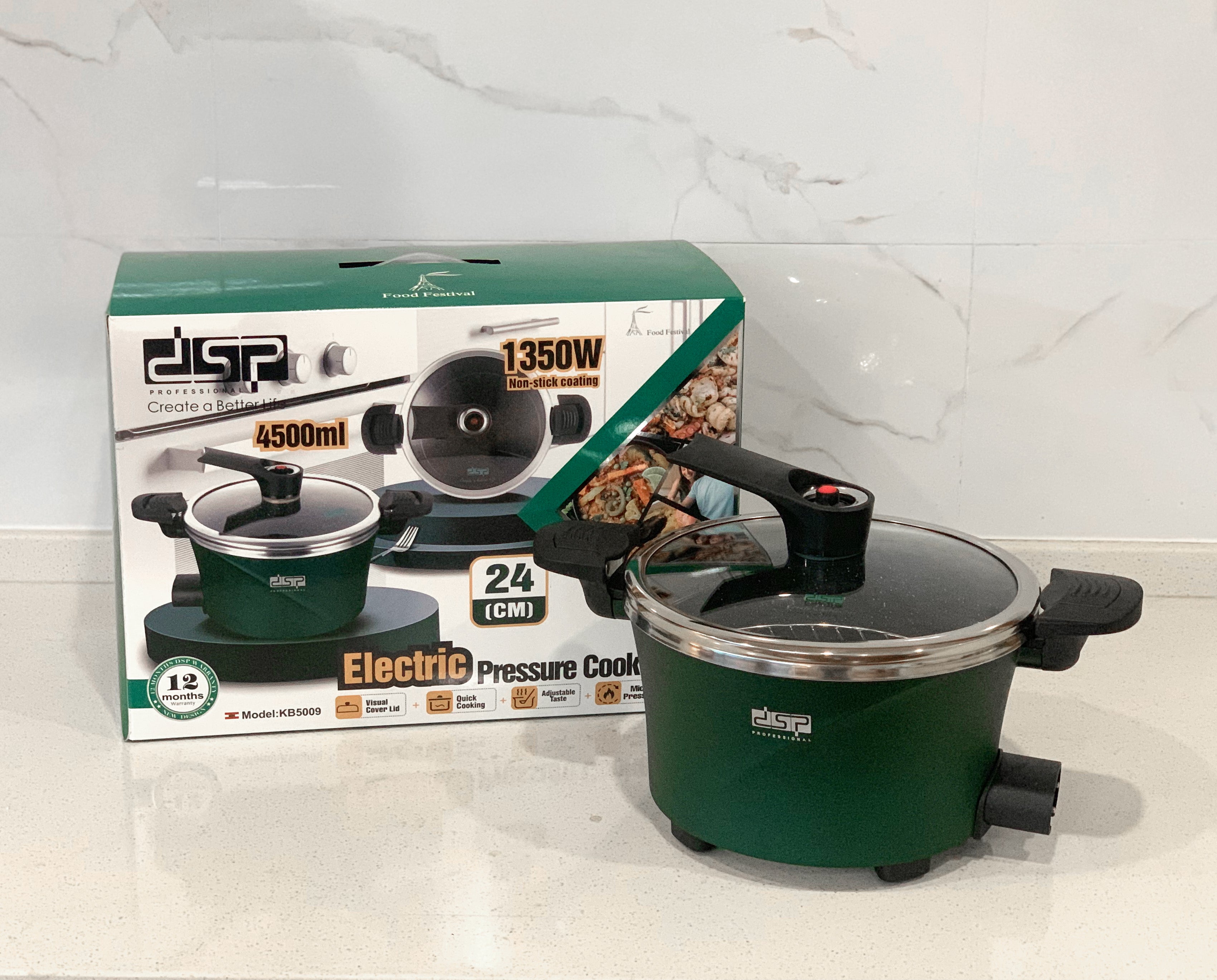 حلة ضغط كهربائية DSP KB5009 – 4.5 لتر – 1350 وات – قطر 24 سم