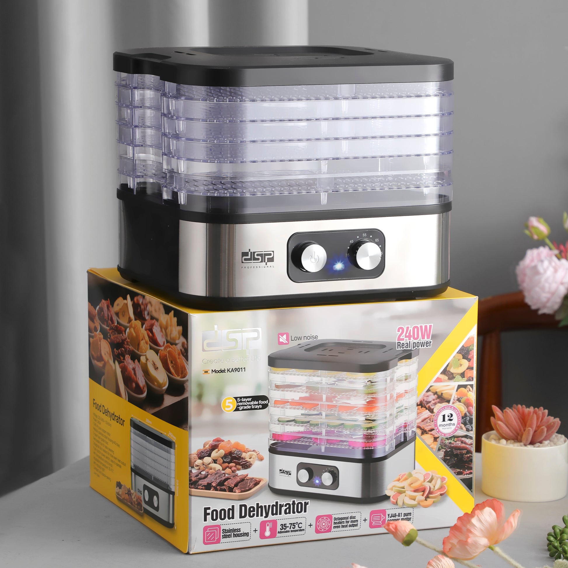 Food Dehydrator 5 Trays Adjustable Temp 240W | KA9011 | DSP | Image 6