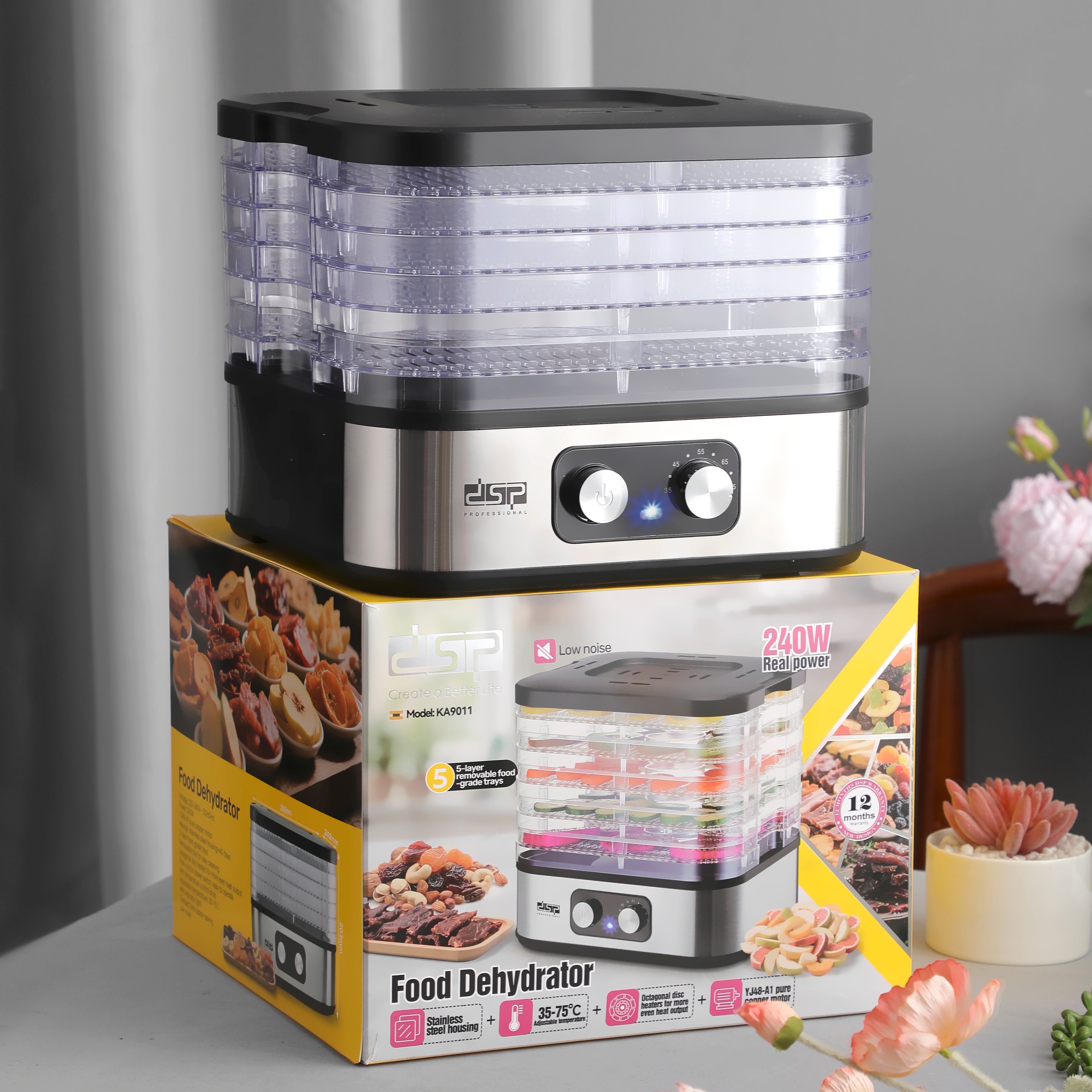 Food Dehydrator 5 Trays Adjustable Temp 240W | KA9011 | DSP | Image 6