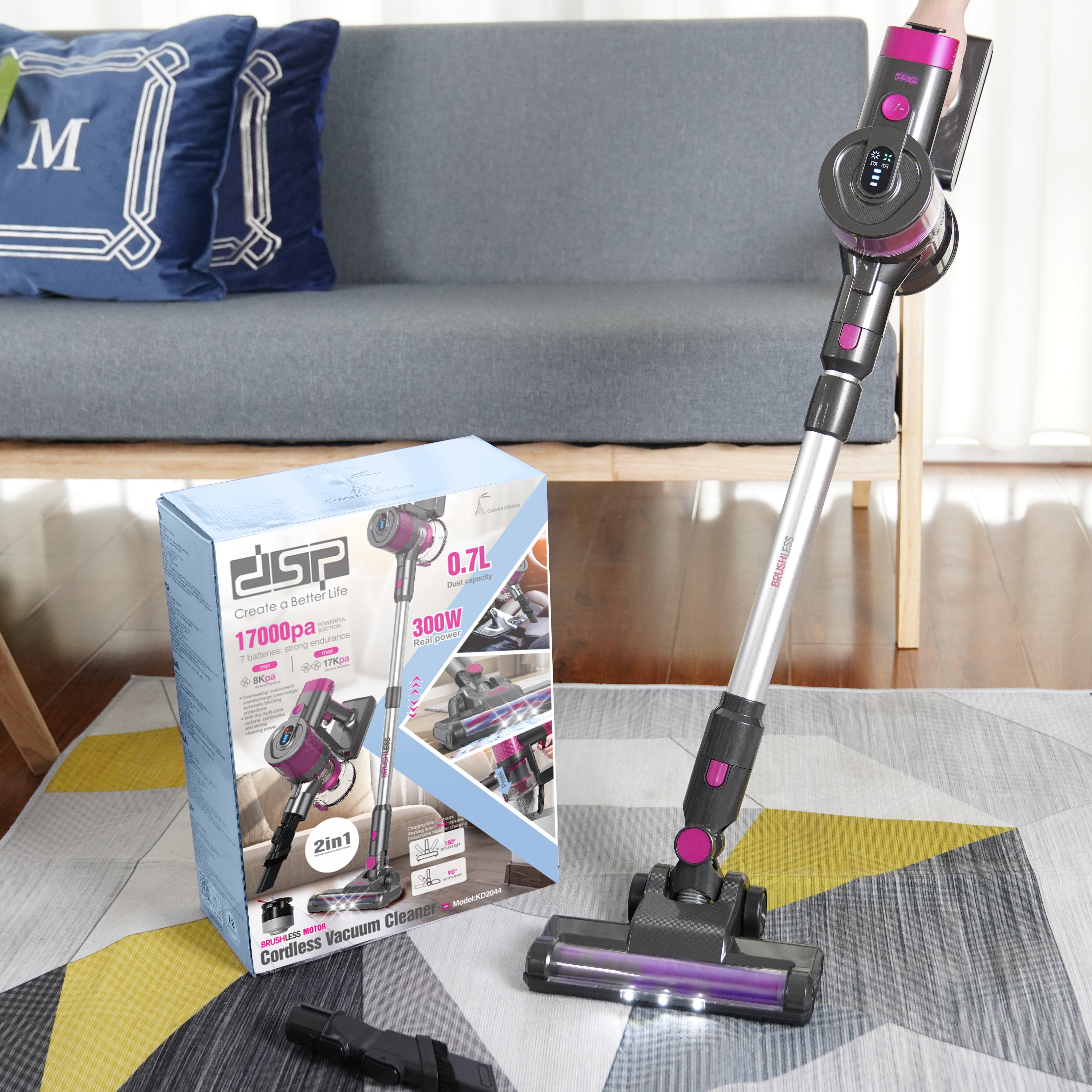 Powerful Wireless Vacuum Cleaner – DSP KD2044 – 300 Watts