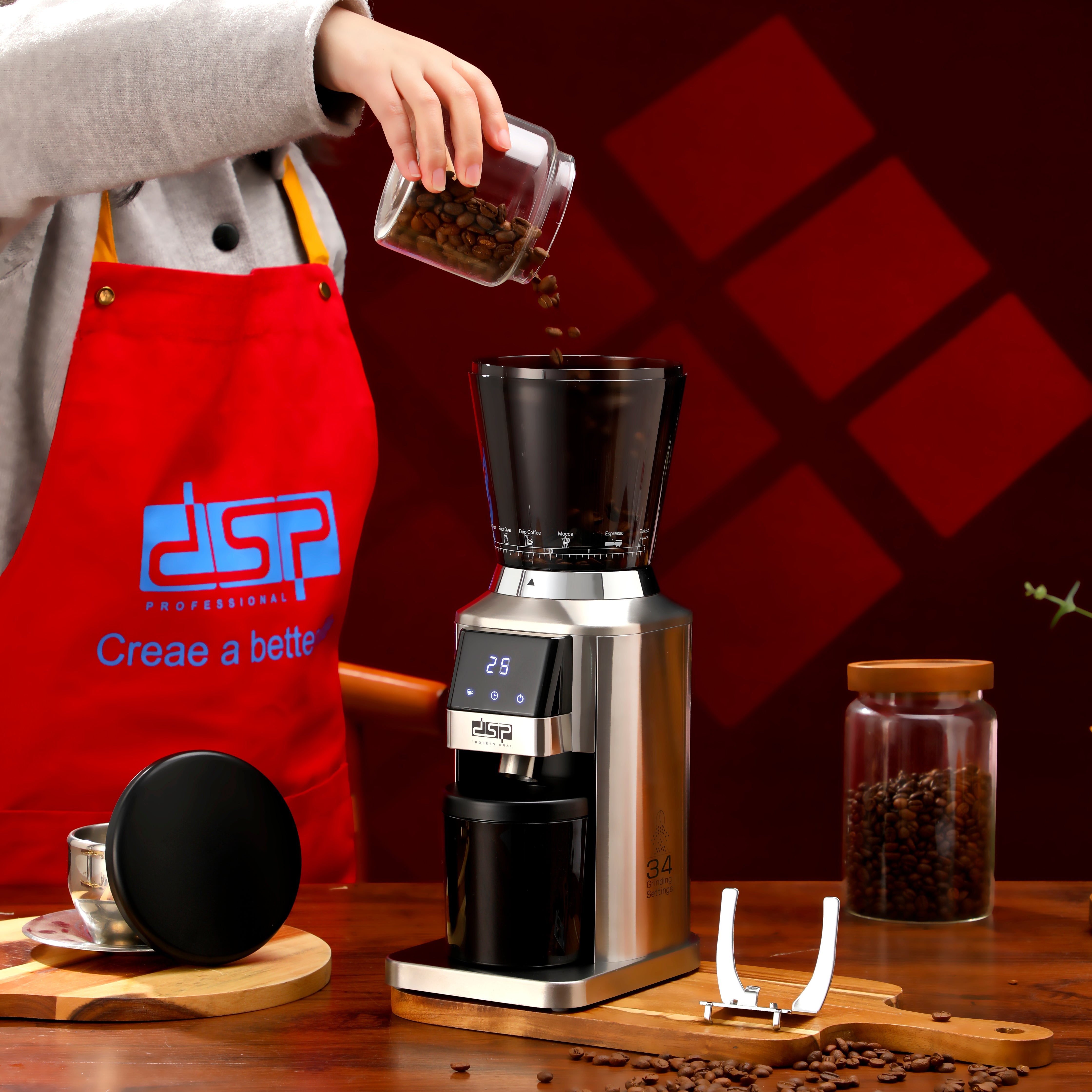 مطحنة قهوة احترافية بشفرات مخروطية – 180 وات – 34 درجة طحن – DSP KA3159