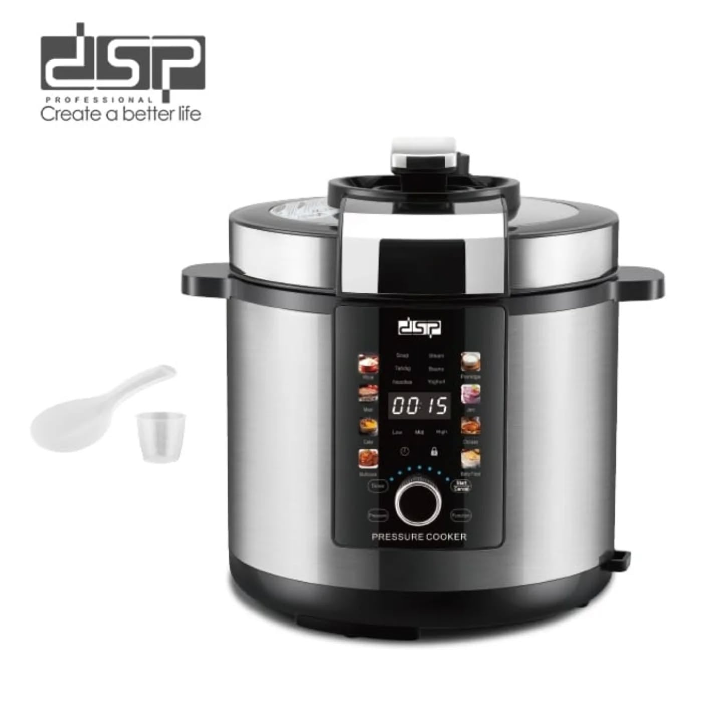 حلة ضغط كهربائية DSP KB5037 – سعة 8 لتر | 1350 وات | 14 برنامج طهي | شاشة لمس IMD