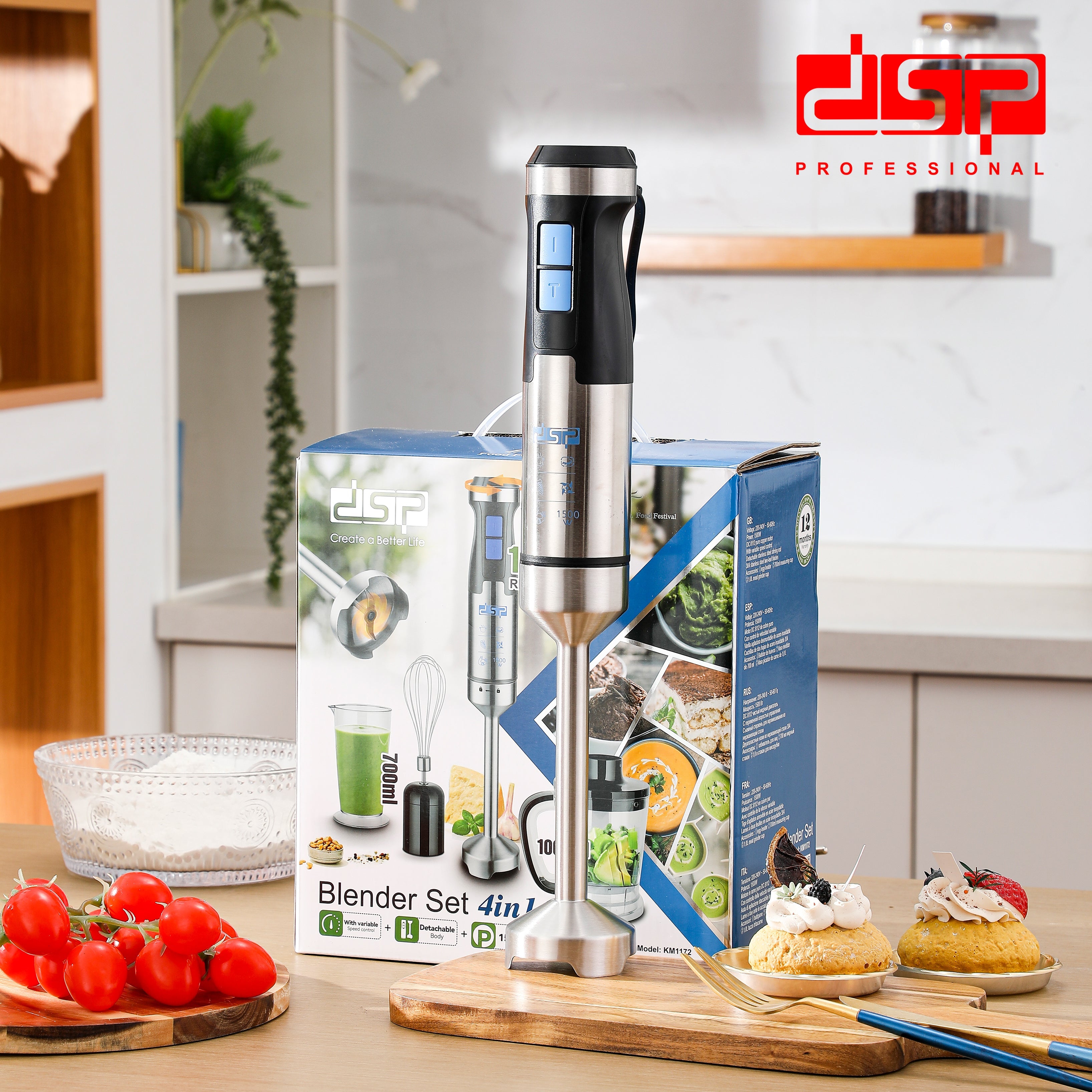 هاند بليندر 1500 وات – طقم 4 في 1 – DSP KM1172