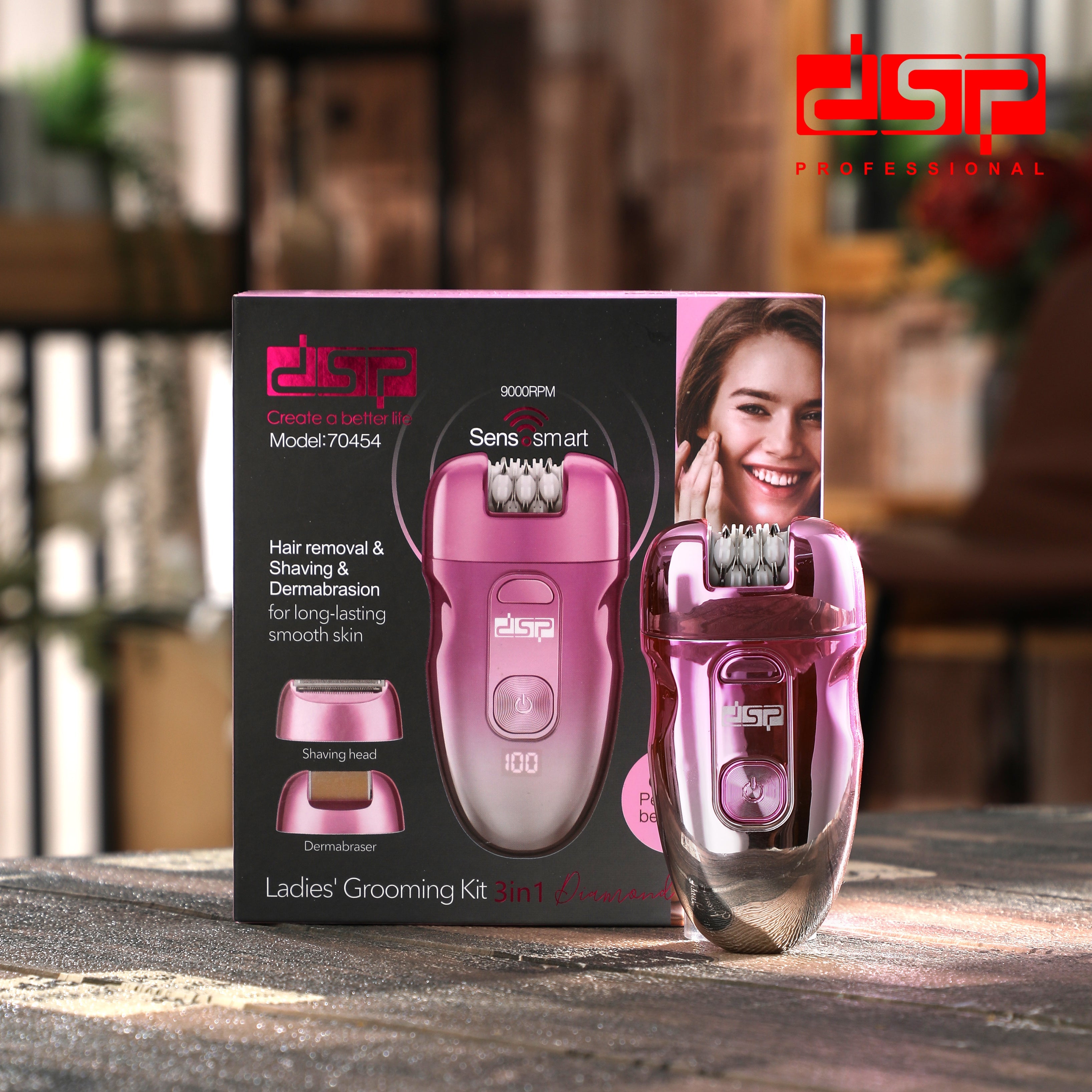 3 in 1 Hair Removal and Skin Care Device DSP 70454 – LCD Display and Lithium Battery