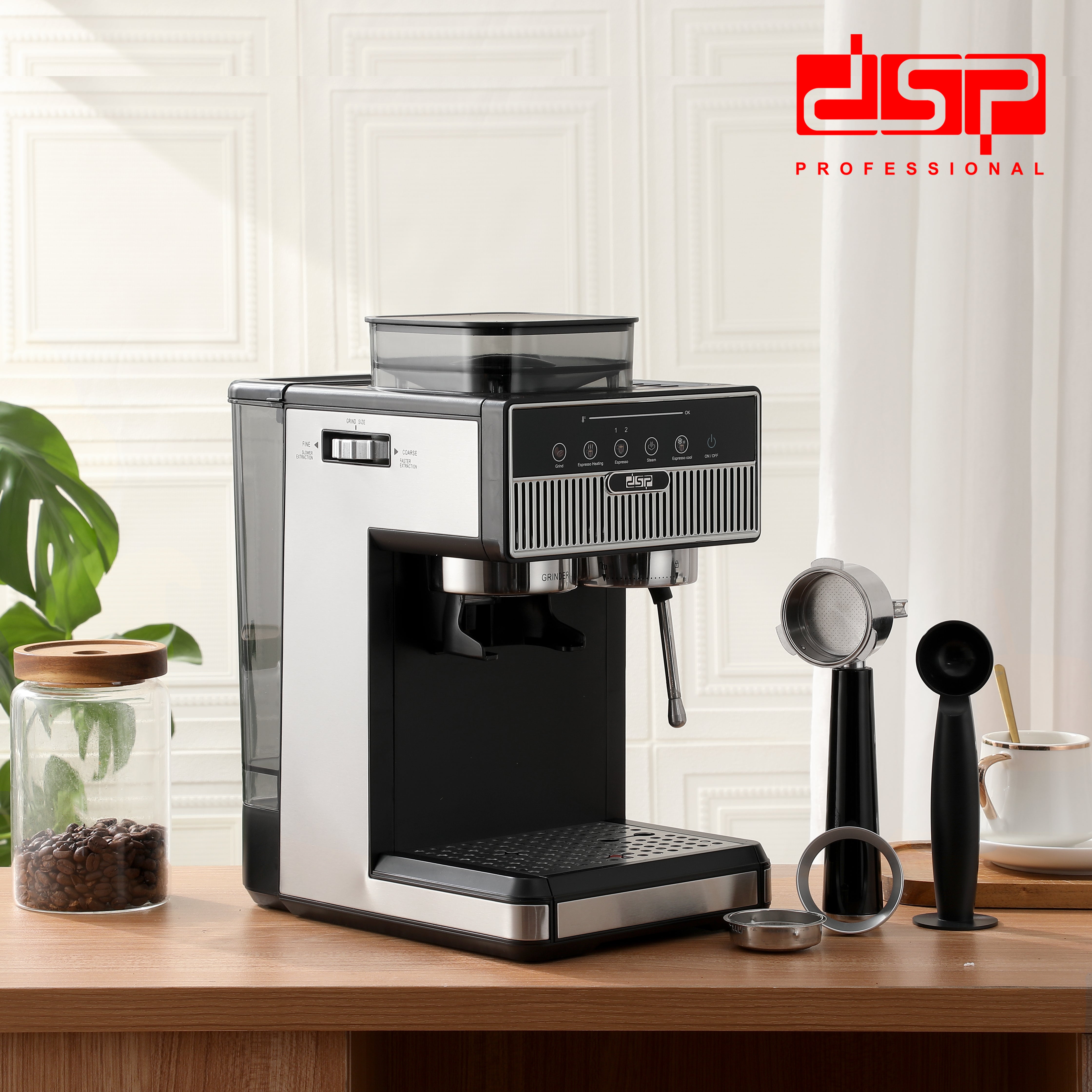 ماكينة إسبريسو بطاحونة مدمجة – 20 بار – 1350 وات – DSP KA3125