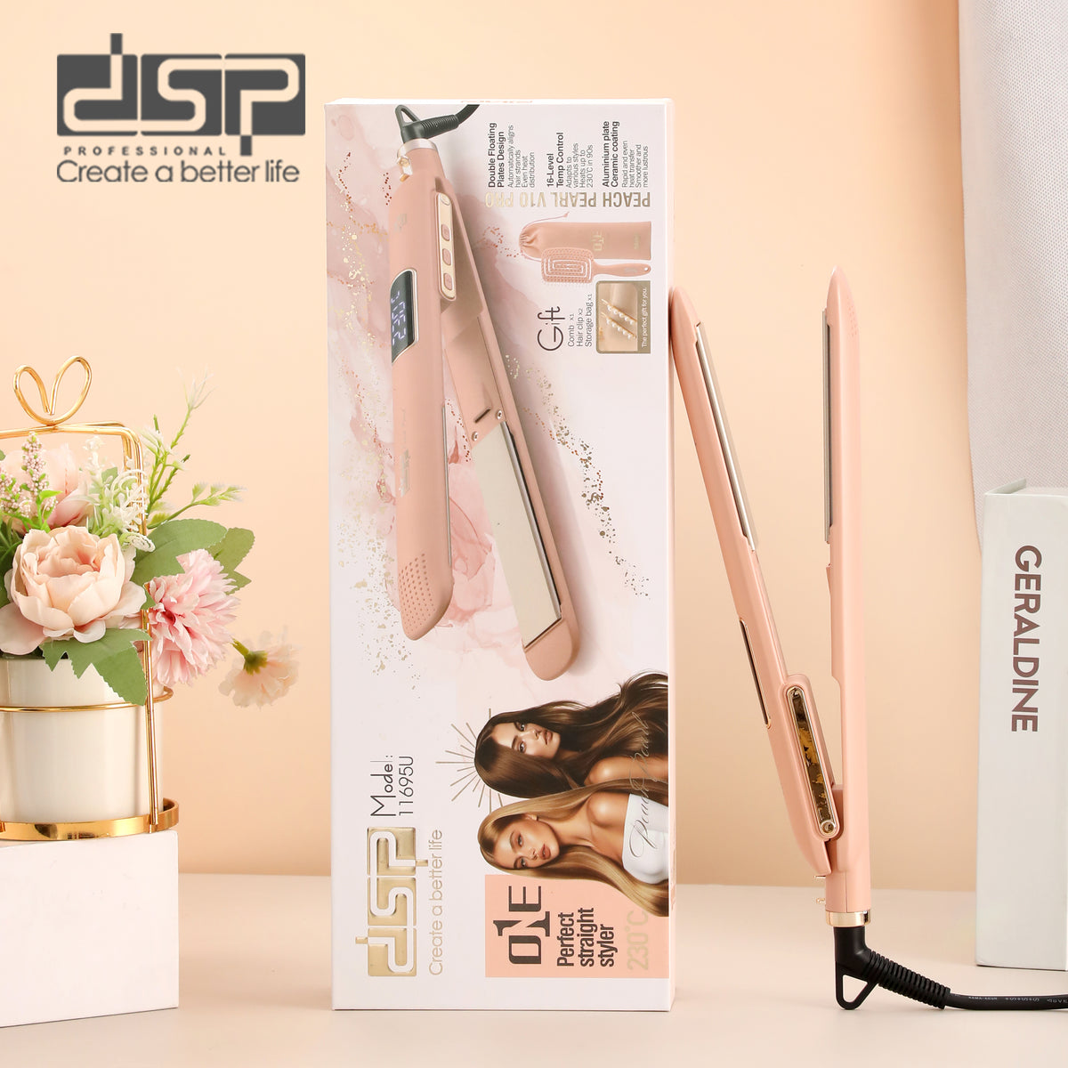مكواة فرد شعر بألواح سيراميك وشاشة رقمية حتى 230 درجة DSP 11695U – صورة 7