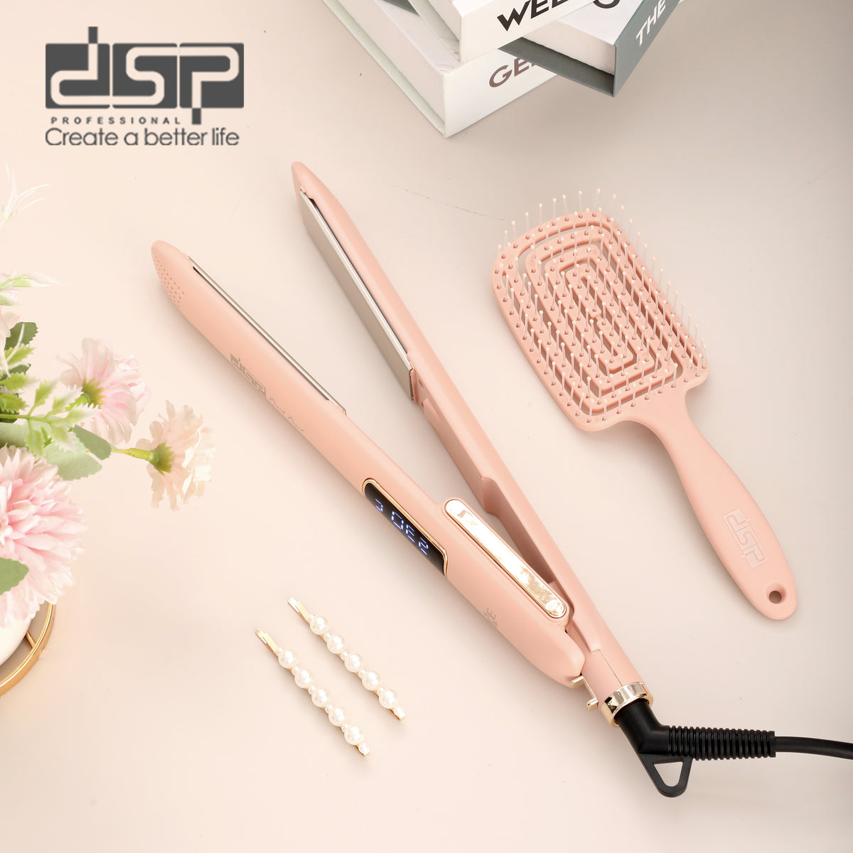 مكواة فرد شعر بألواح سيراميك وشاشة رقمية حتى 230 درجة DSP 11695U – صورة 8