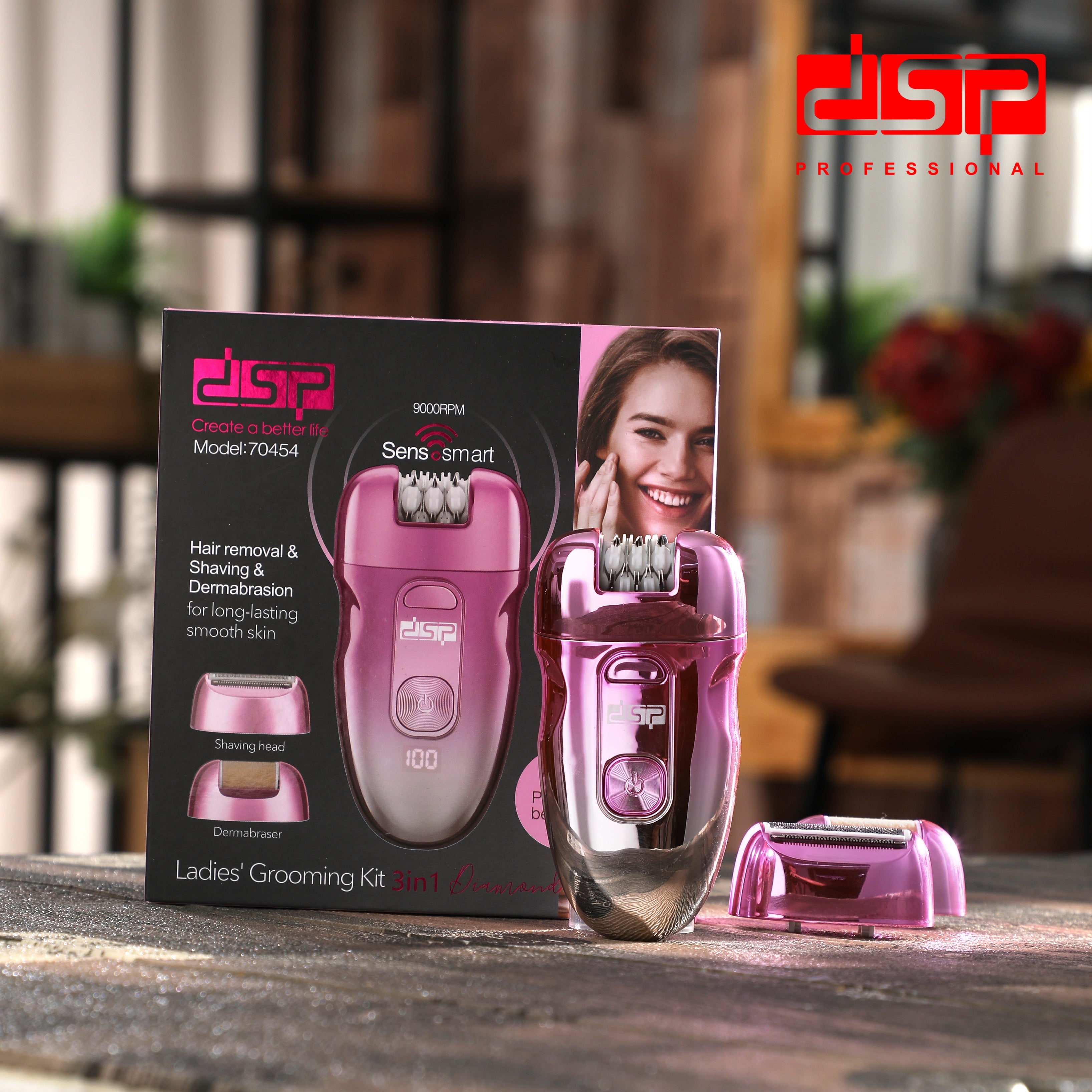 3 in 1 Hair Removal and Skin Care Device DSP 70454 – LCD Display and Lithium Battery