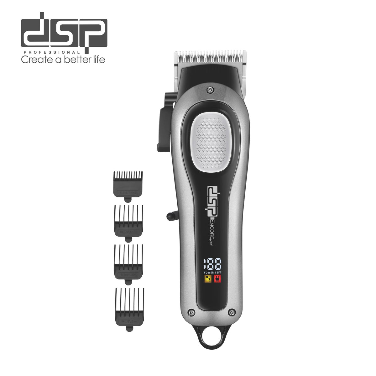 ماكينة قص شعر رجالي احترافية DSP 91508 – شفرة ستانلس وتشغيل حتى ساعتين بشاشة
