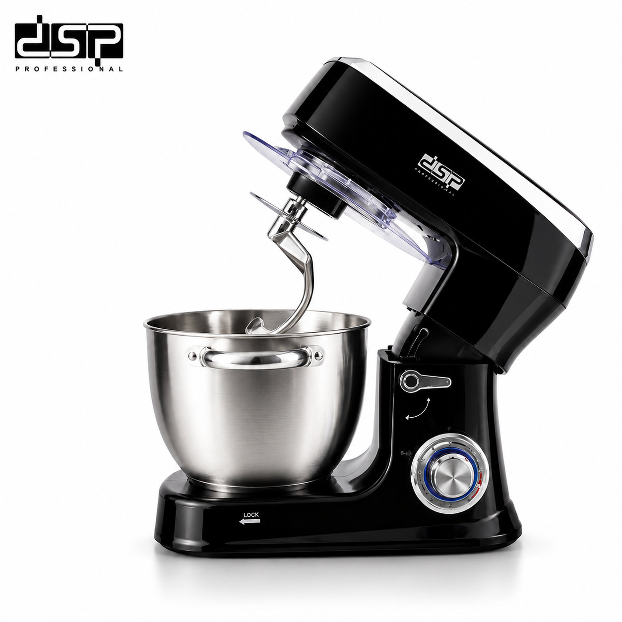 عجان ستاند DSP KM3051 أسود – 1500 وات ووعاء ستانلس 8 لتر بـ 6 سرعات