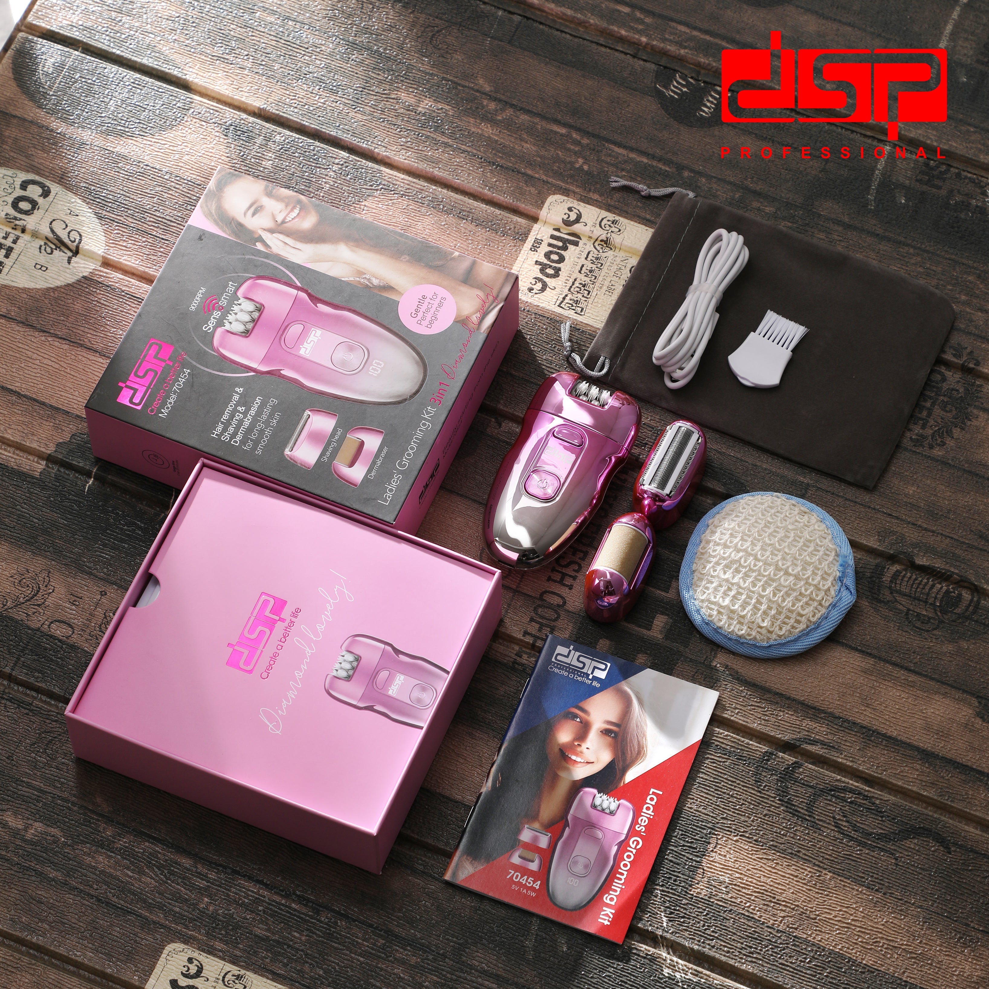 3 in 1 Hair Removal and Skin Care Device DSP 70454 – LCD Display and Lithium Battery