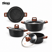 طقم حلل جرانيت غير لاصق DSP CA005-S01 Black – 7 قطع – 3 حلل وطاسة تسبيك