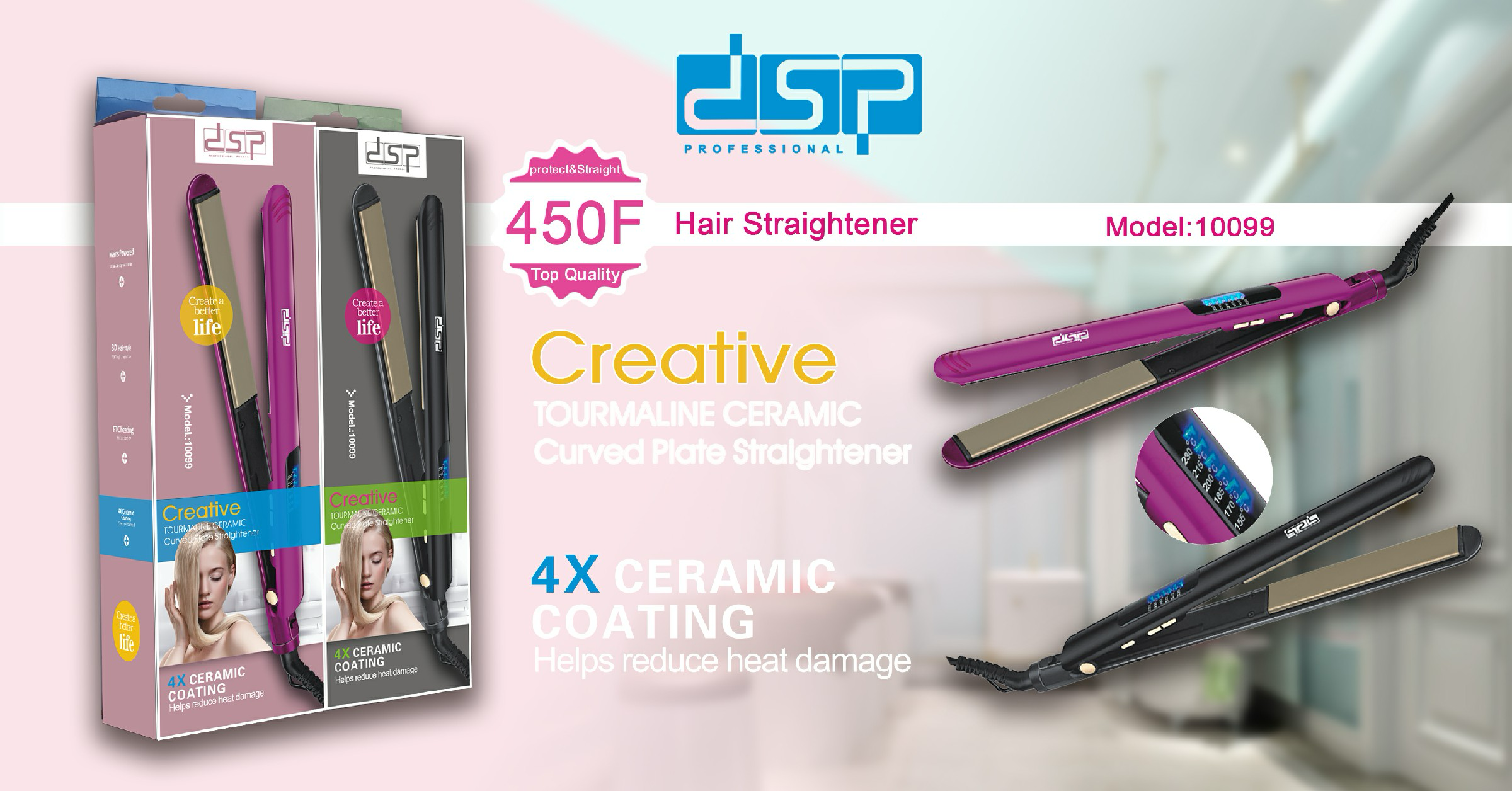 Digital Hair Straightener Heat 450° DSP 10099