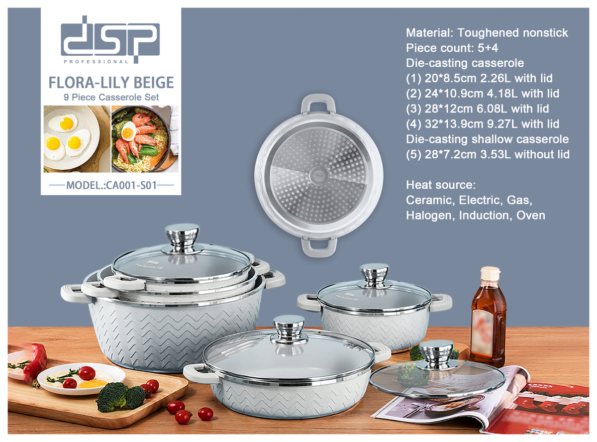 طقم حلل جرانيت غير لاصق DSP CA001-S01 Beige – صورة 6