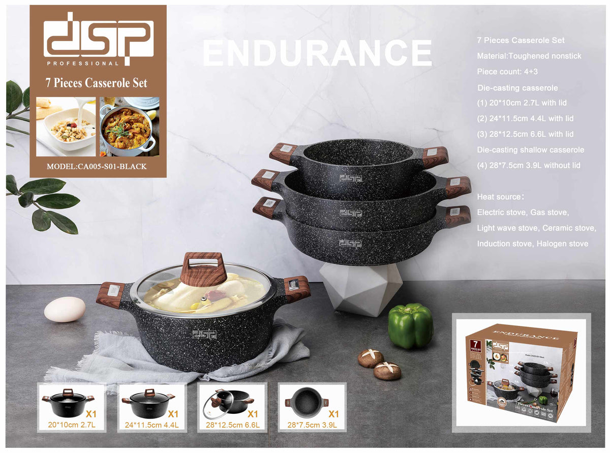 طقم حلل جرانيت غير لاصق DSP CA005-S01 Black – صورة 3