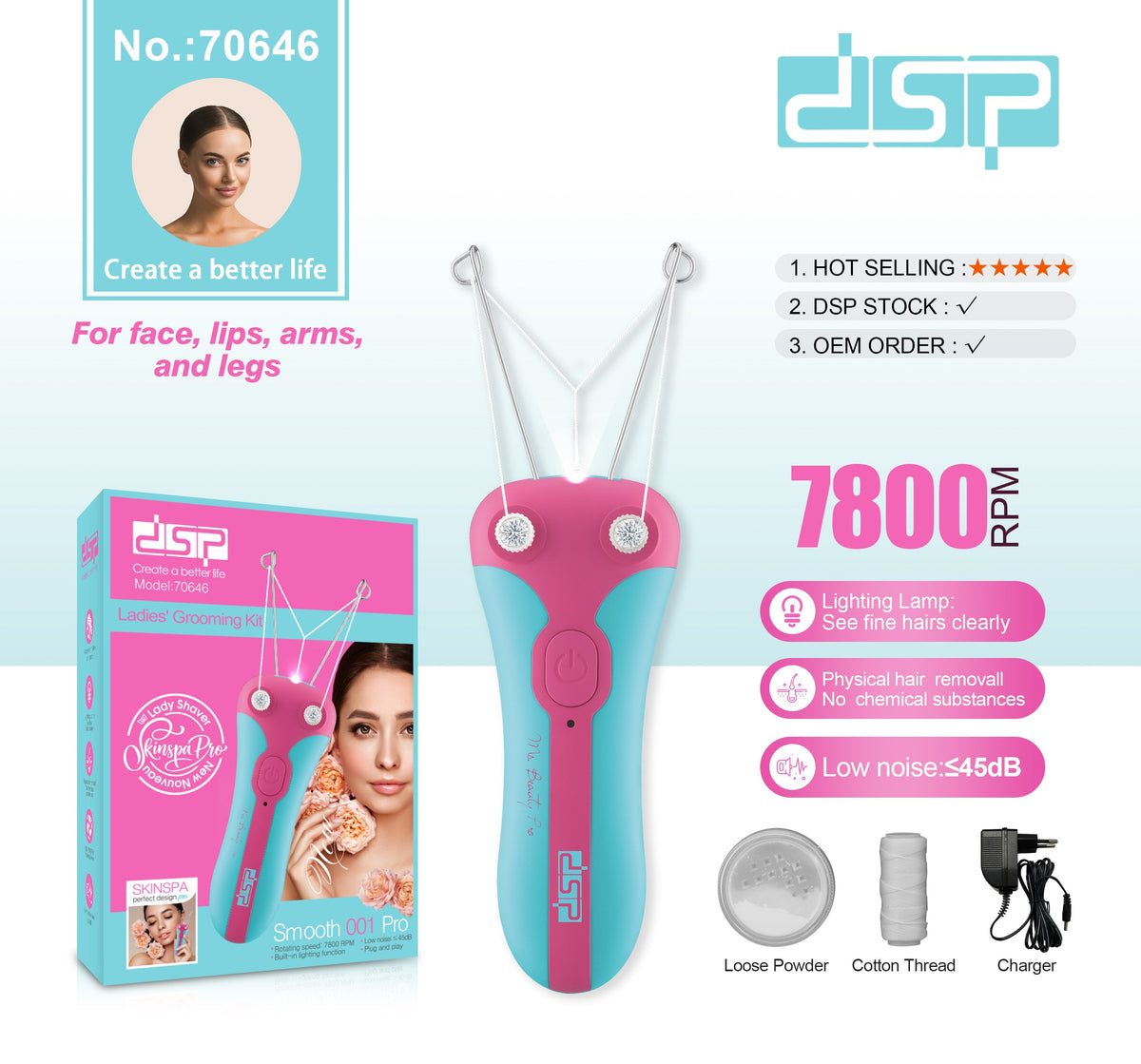 ماكينة إزالة الشعر بالخيط DSP 70646 – صورة 7