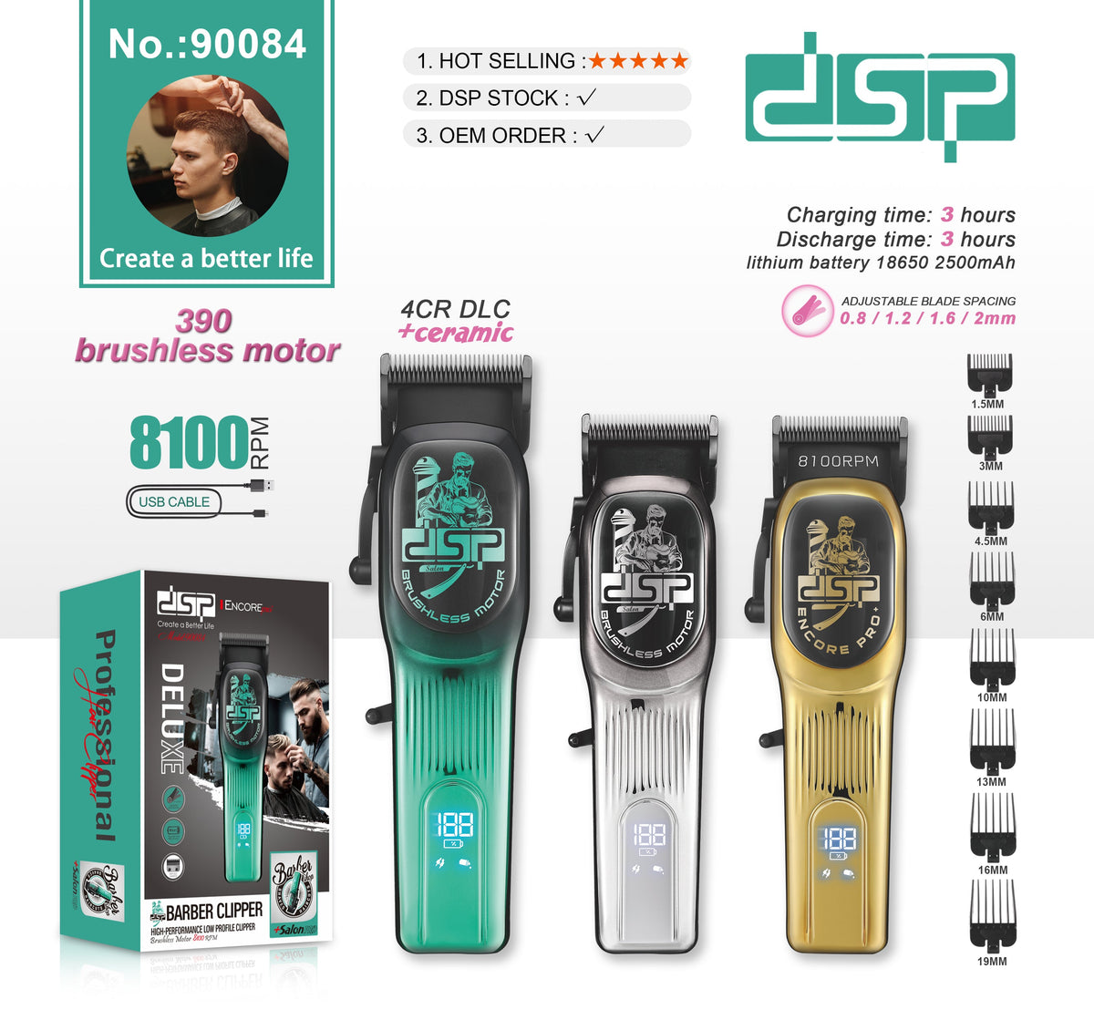 ماكينة قص شعر رجالي احترافية DSP 90084 – صورة 10