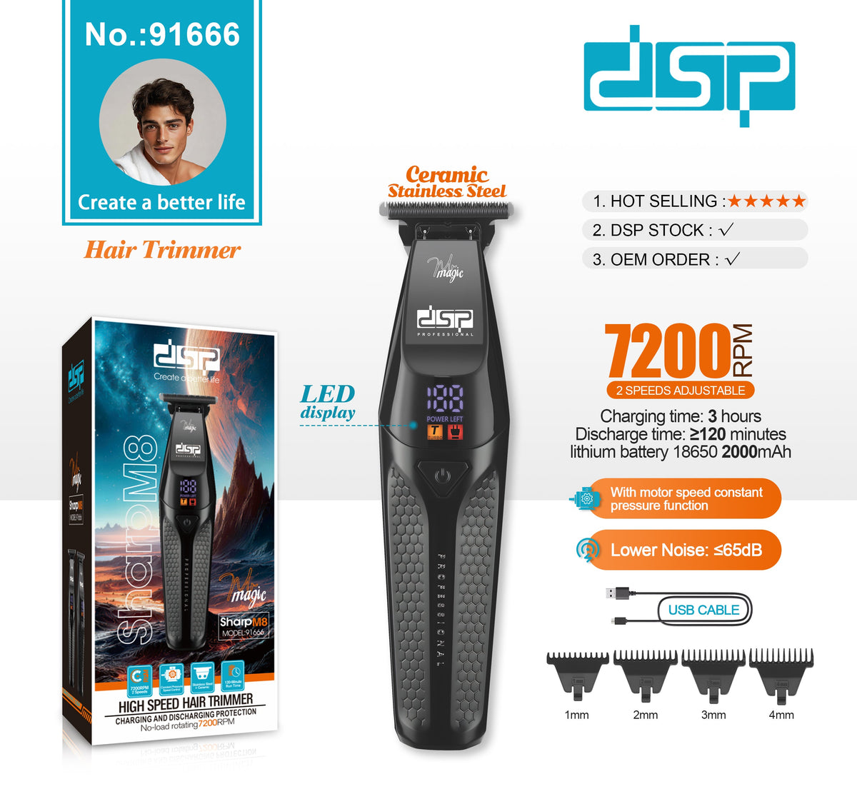 ماكينة قص شعر رجالي DSP 91666 – صورة 3